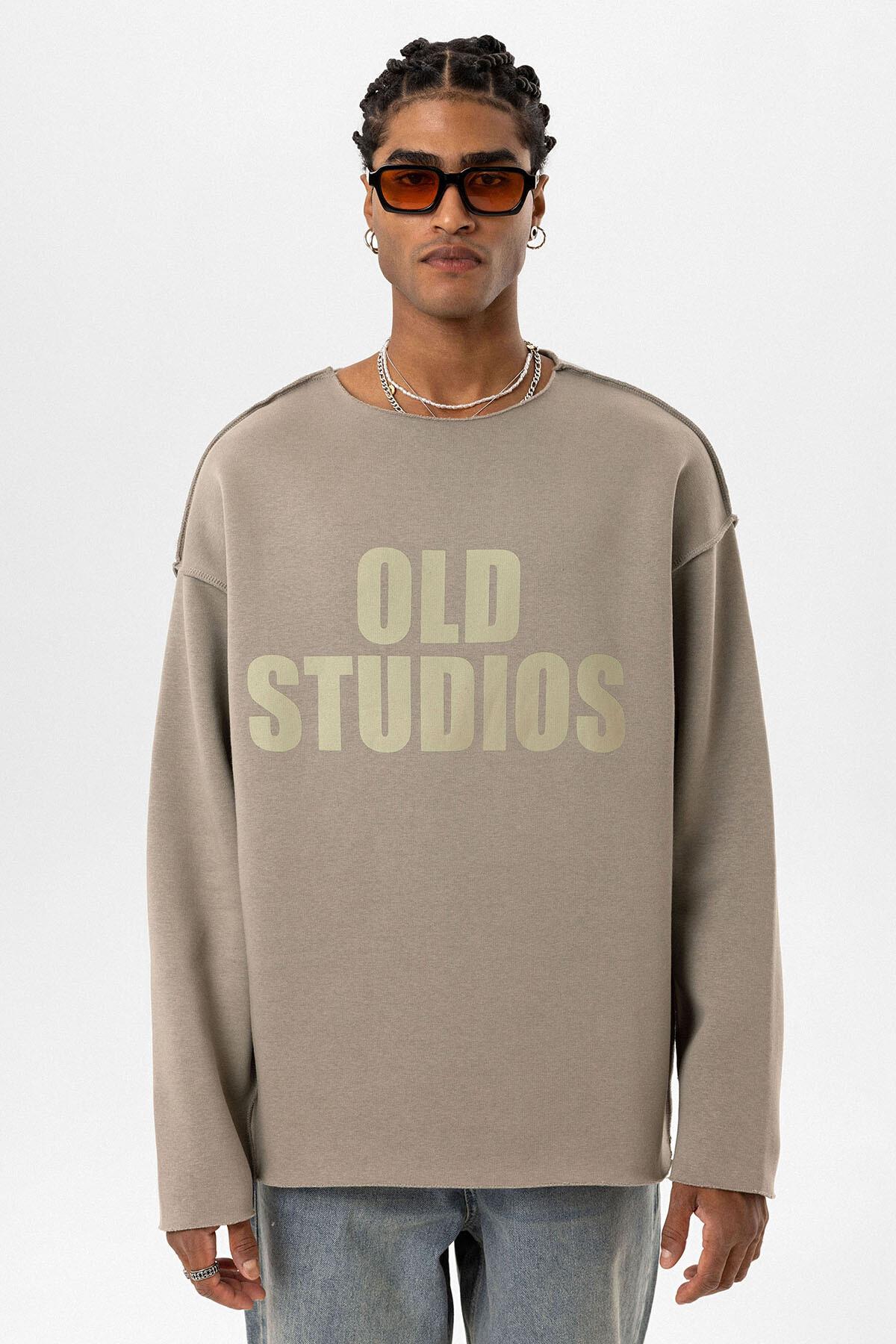 Dikiş Detaylı Overıze Sweatshirt Haki