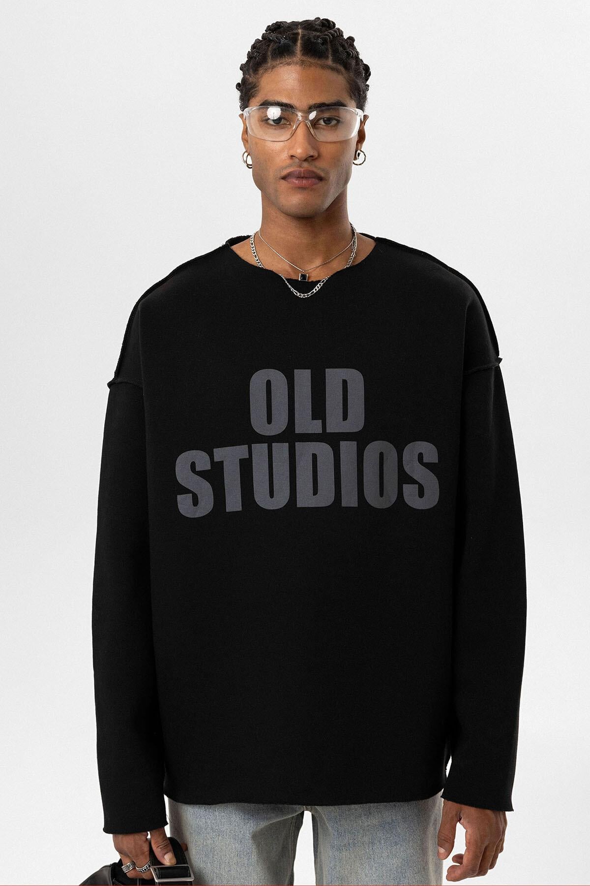 Dikiş Detaylı Overıze Sweatshirt Siyah