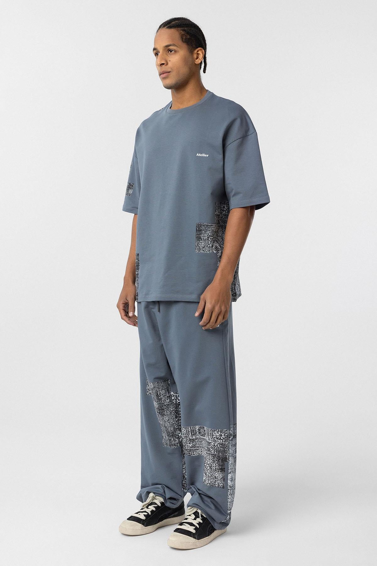 Etnik Desenli Oversize Eşofman Takım Füme