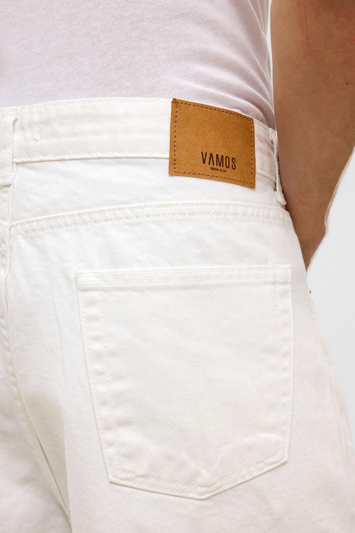 Oversize Bermuda Denim Şort Ekru