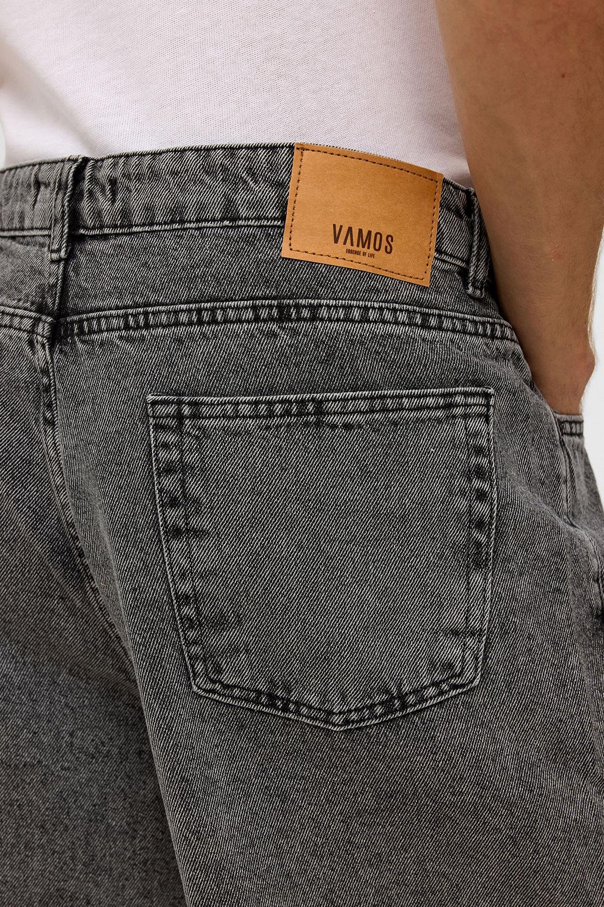 Oversize Bermuda Denim Şort Gri