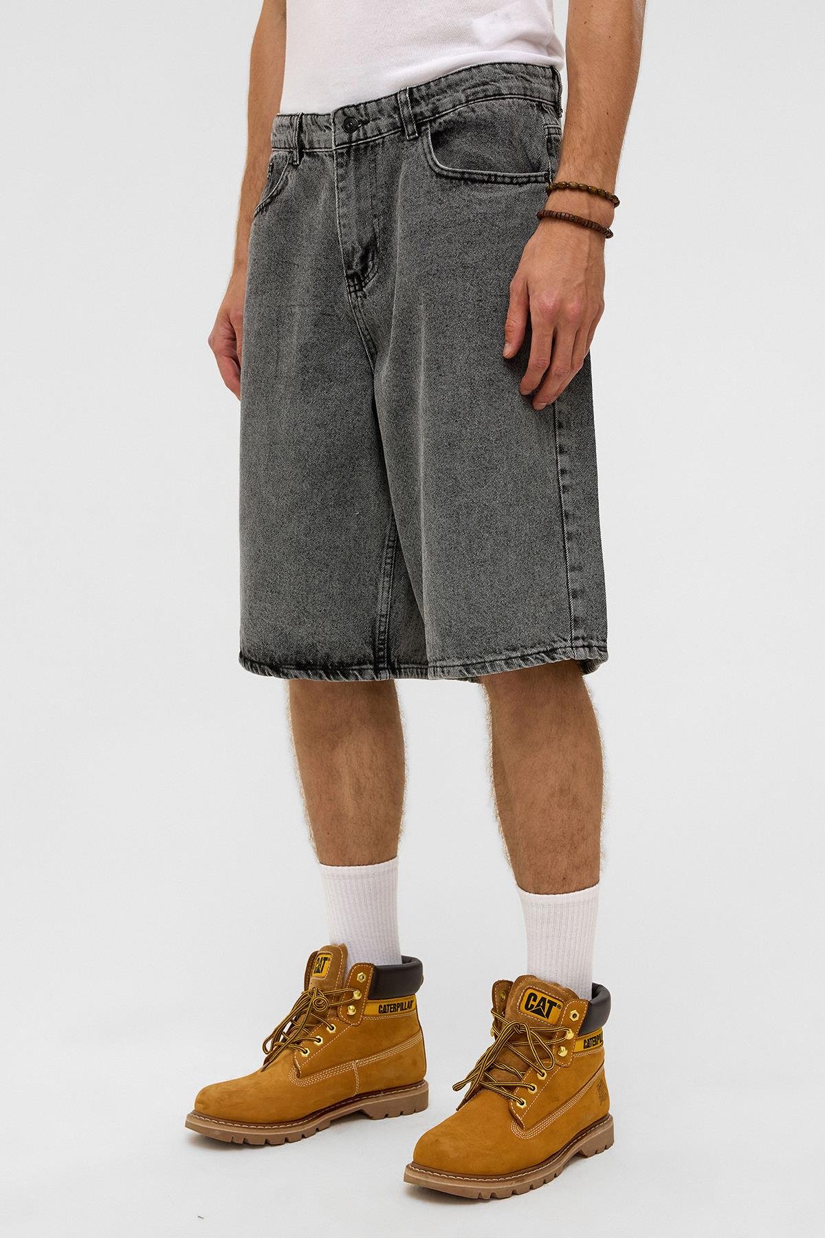 Oversize Bermuda Denim Şort Gri