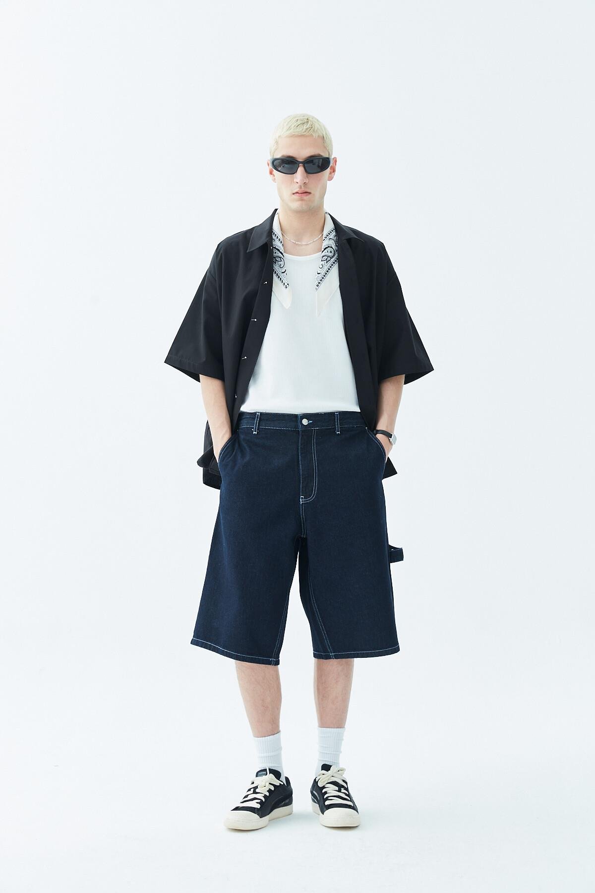 Oversize Bermuda Denim Şort Mavi