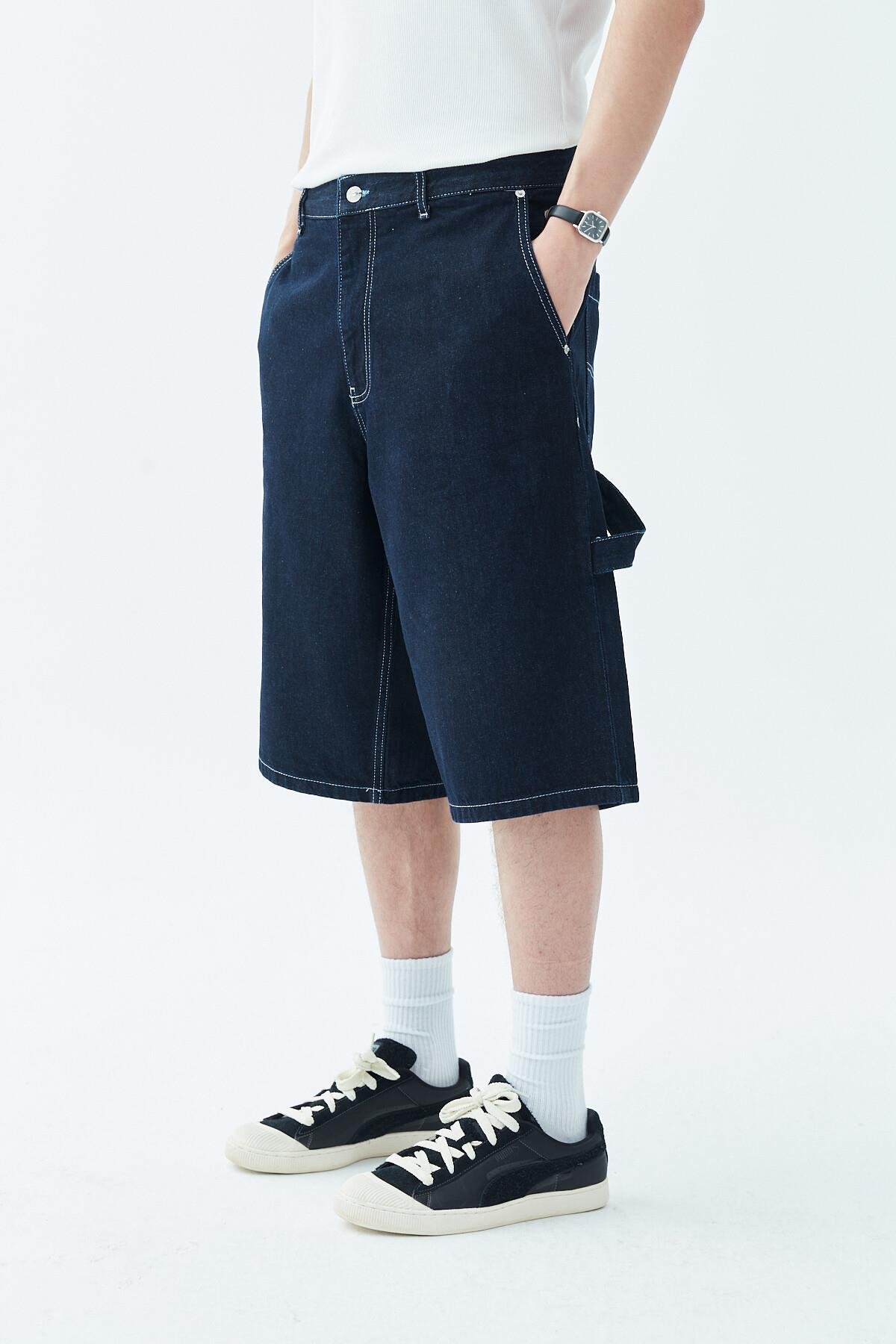 Oversize Bermuda Denim Şort Mavi