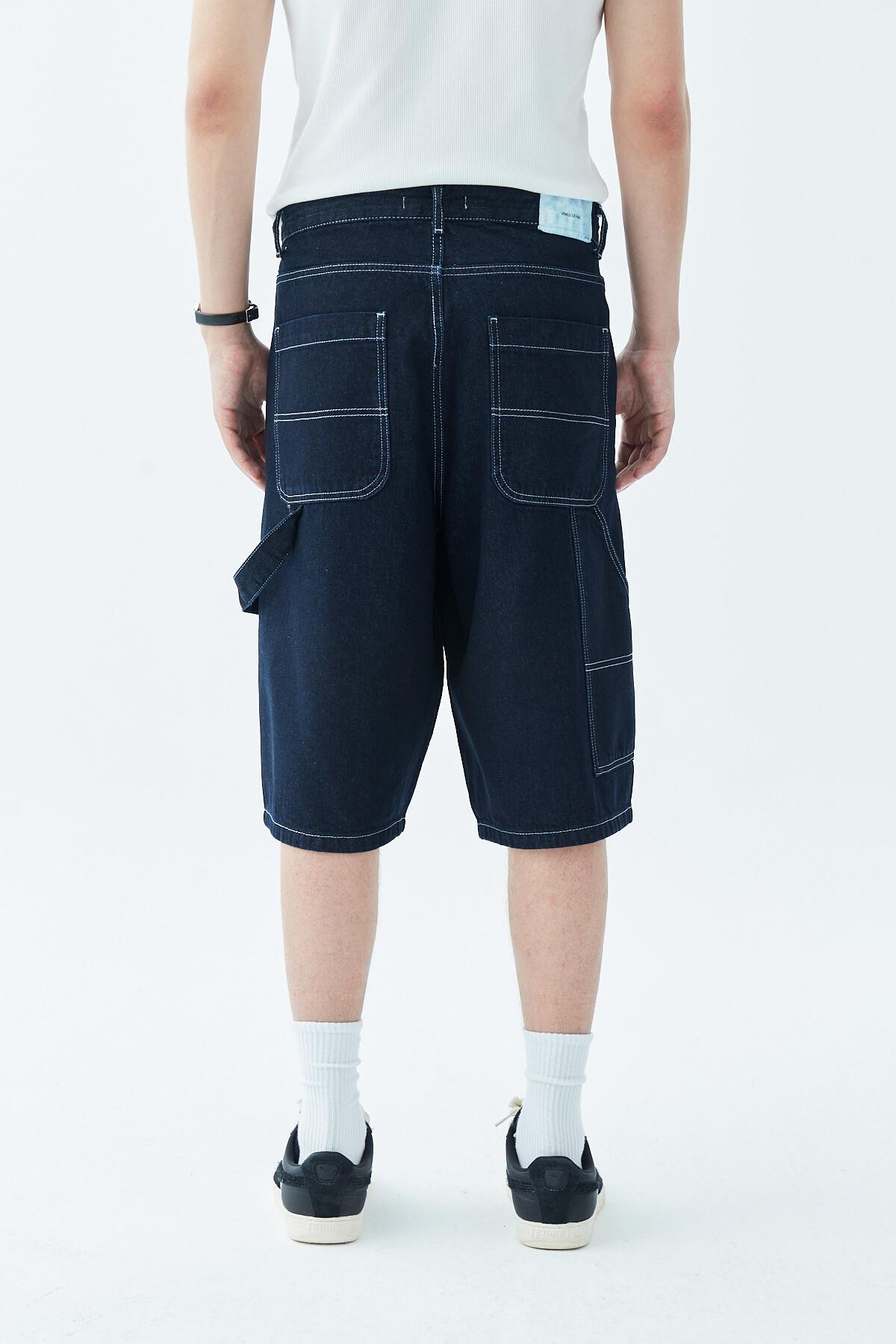 Oversize Bermuda Denim Şort Mavi