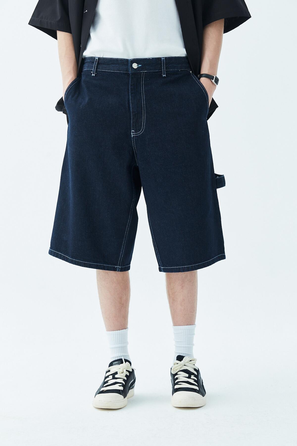 Oversize Bermuda Denim Şort Mavi