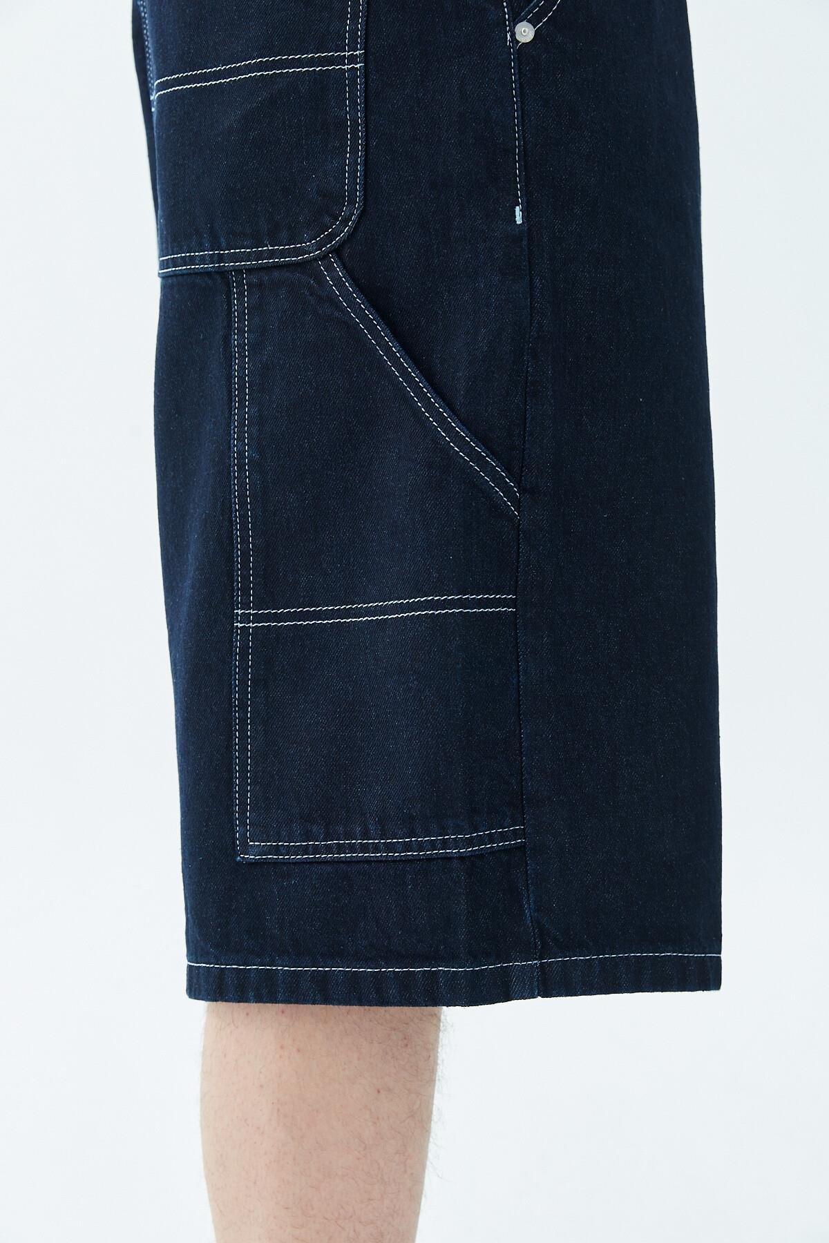 Oversize Bermuda Denim Şort Mavi