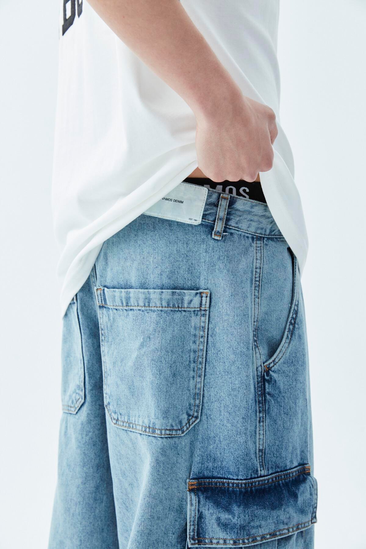 Oversize Bermuda Denim Şort Mavı Renk-1