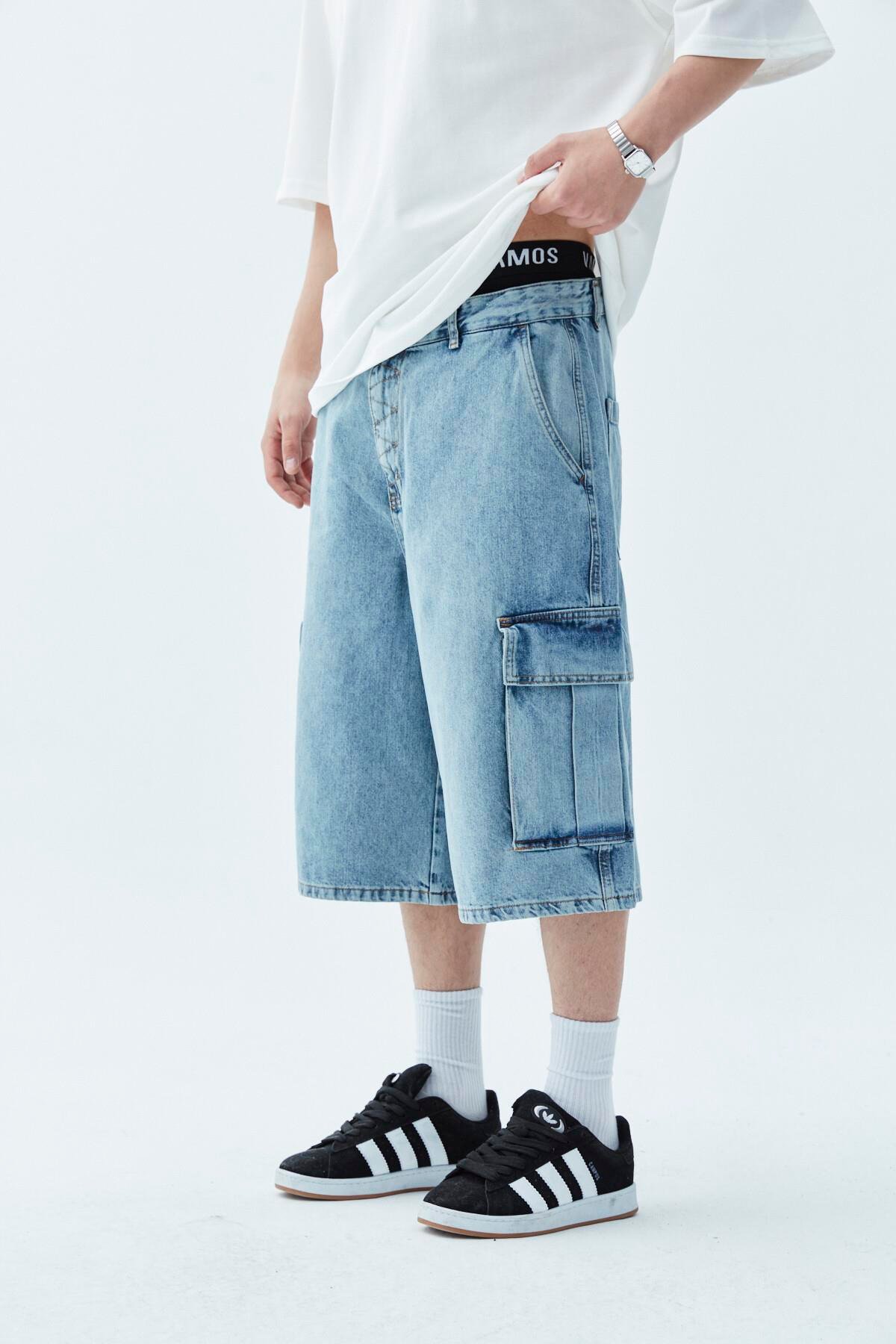 Oversize Bermuda Denim Şort Mavı Renk-1