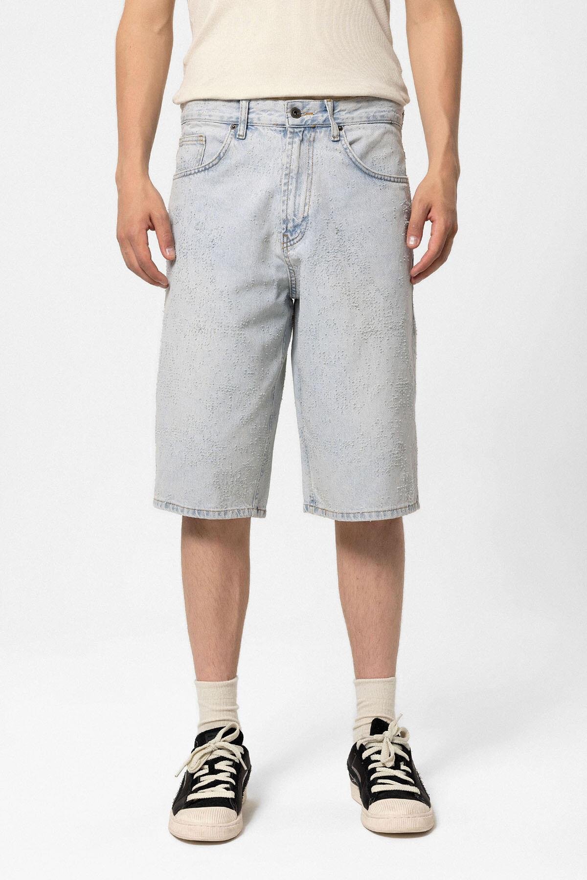 Oversize Bermuda Denim Şort Mavı Renk-2