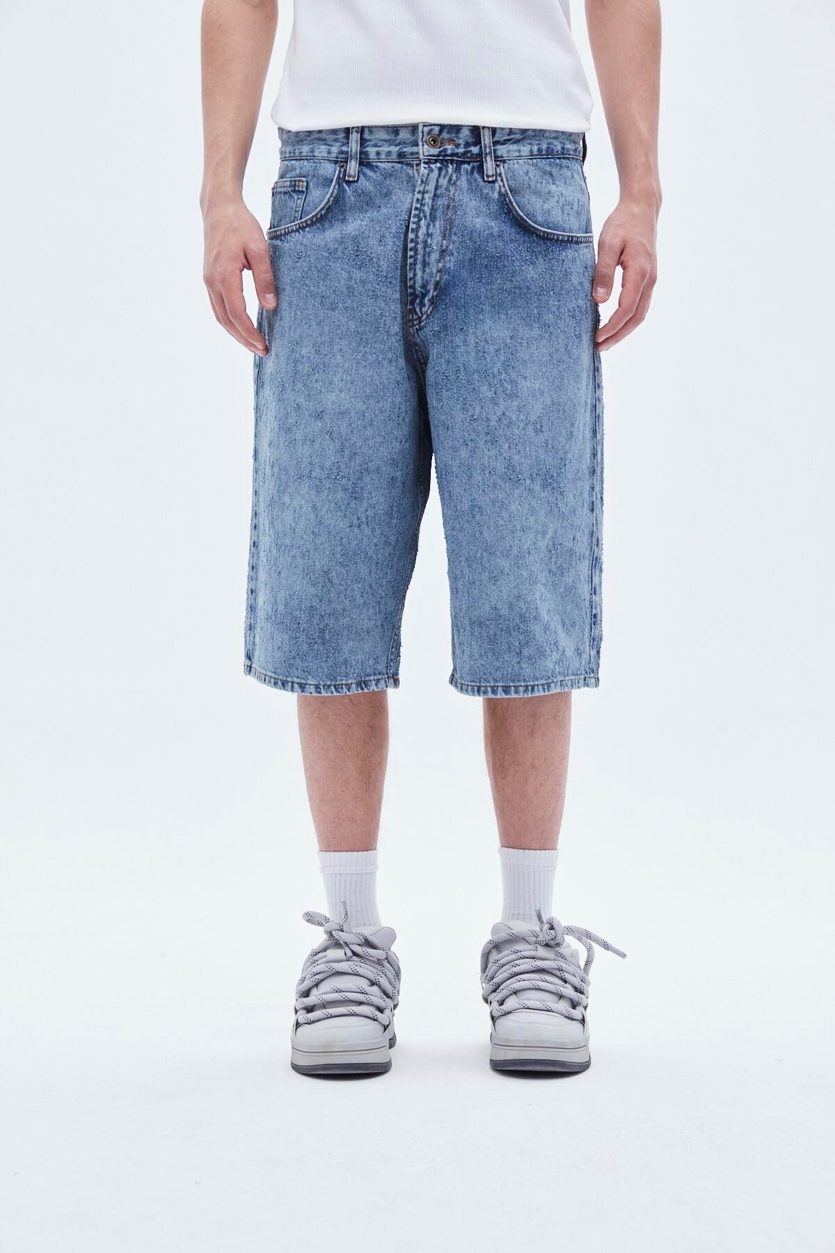 Oversize Bermuda Denim Şort Mavı Renk-1