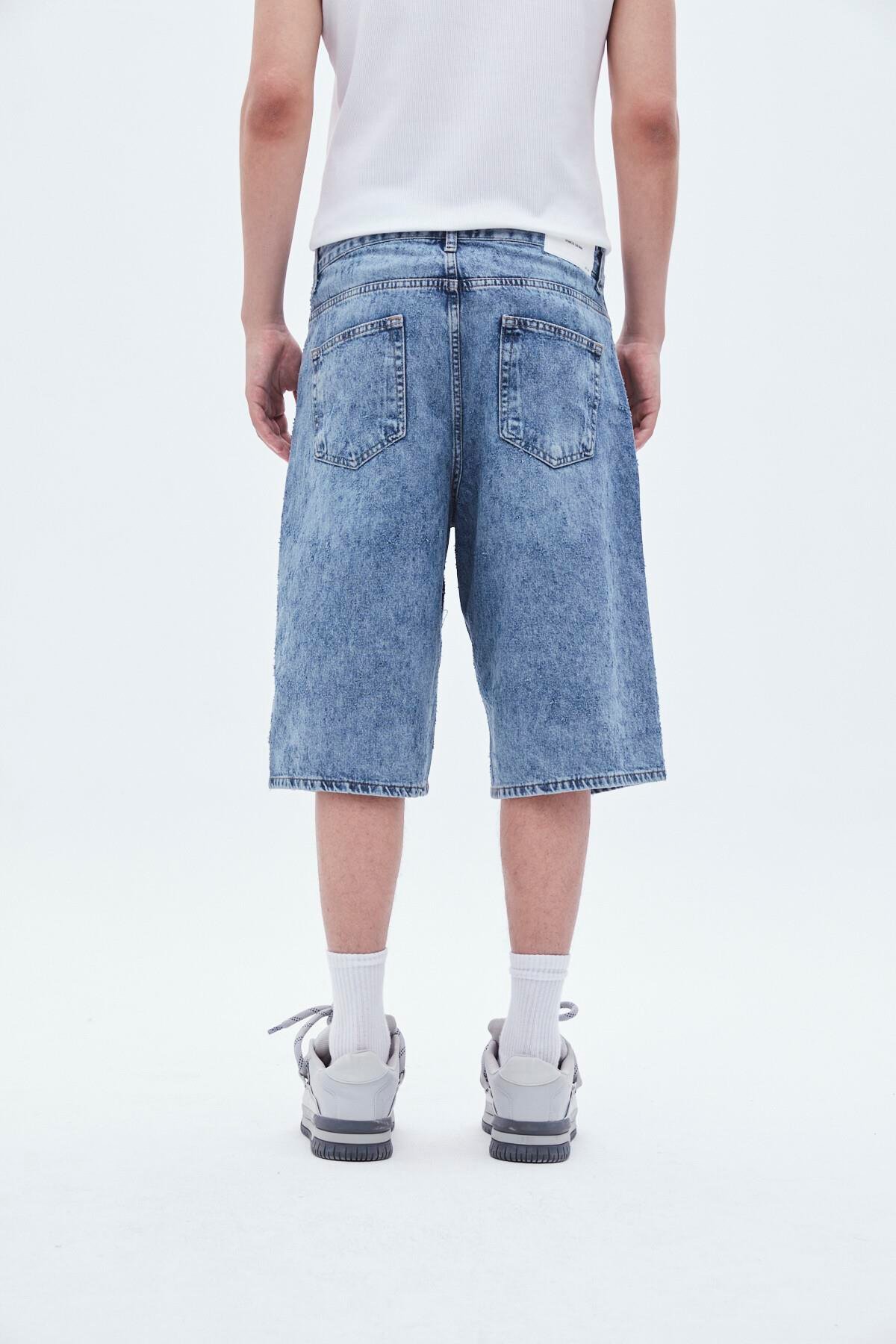 Oversize Bermuda Denim Şort Mavı Renk-1