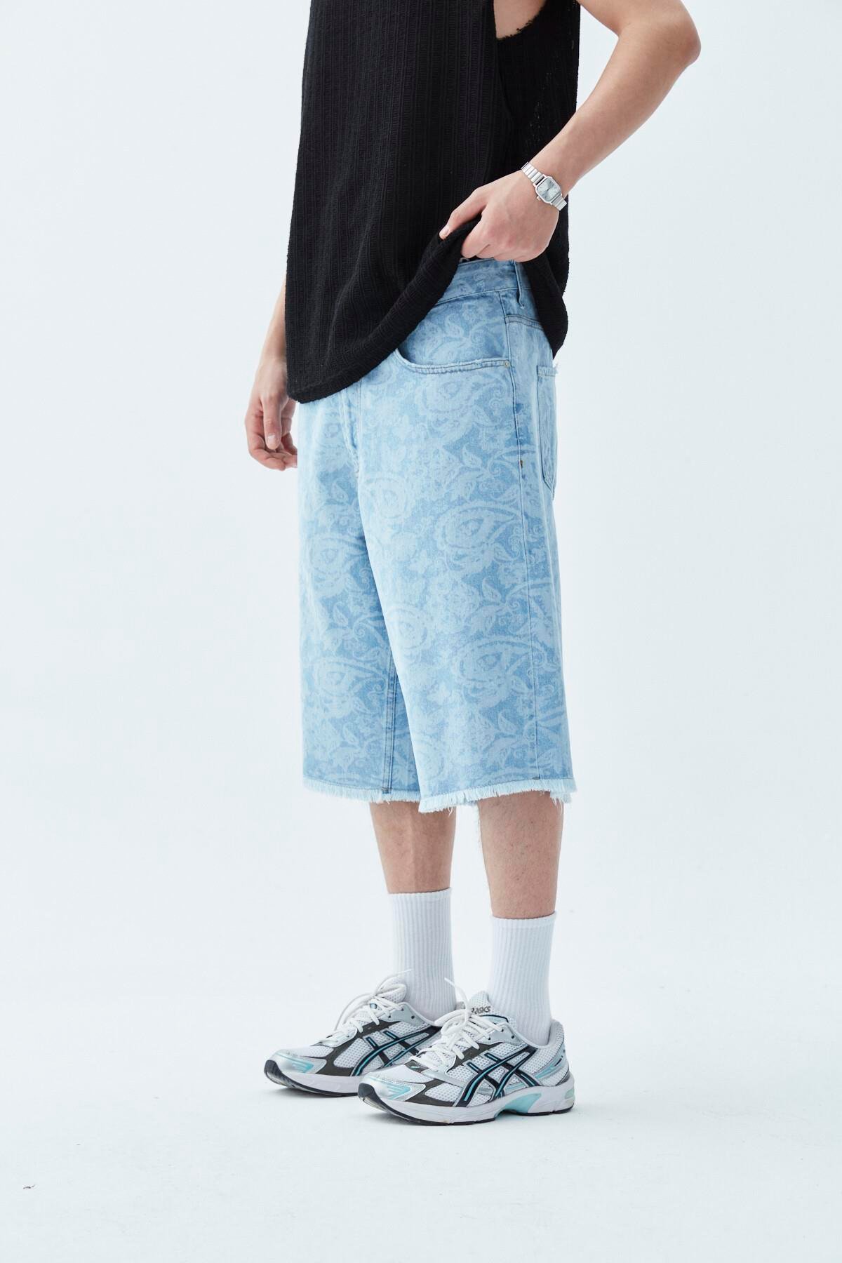 Oversize Bermuda Denim Şort Mavı Renk-1