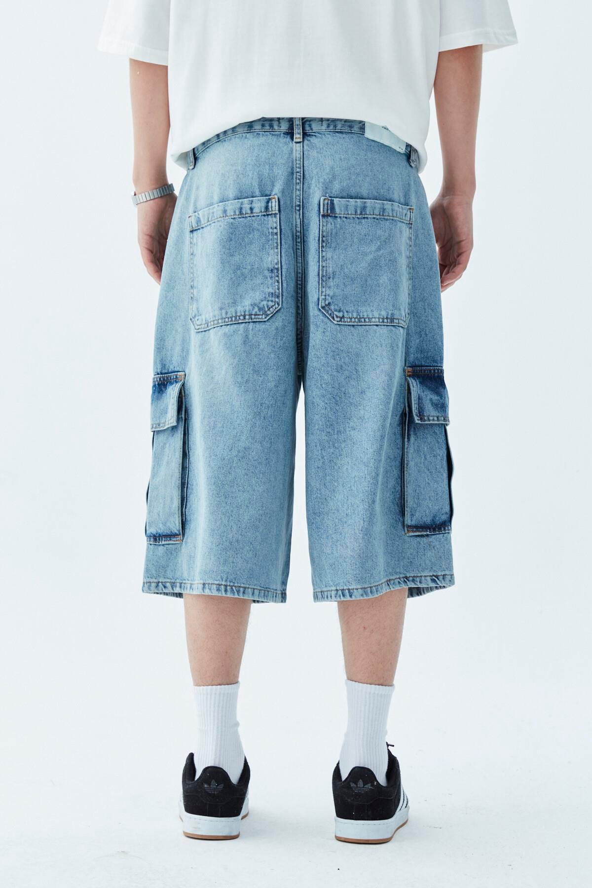 Oversize Bermuda Denim Şort Mavı Renk-1