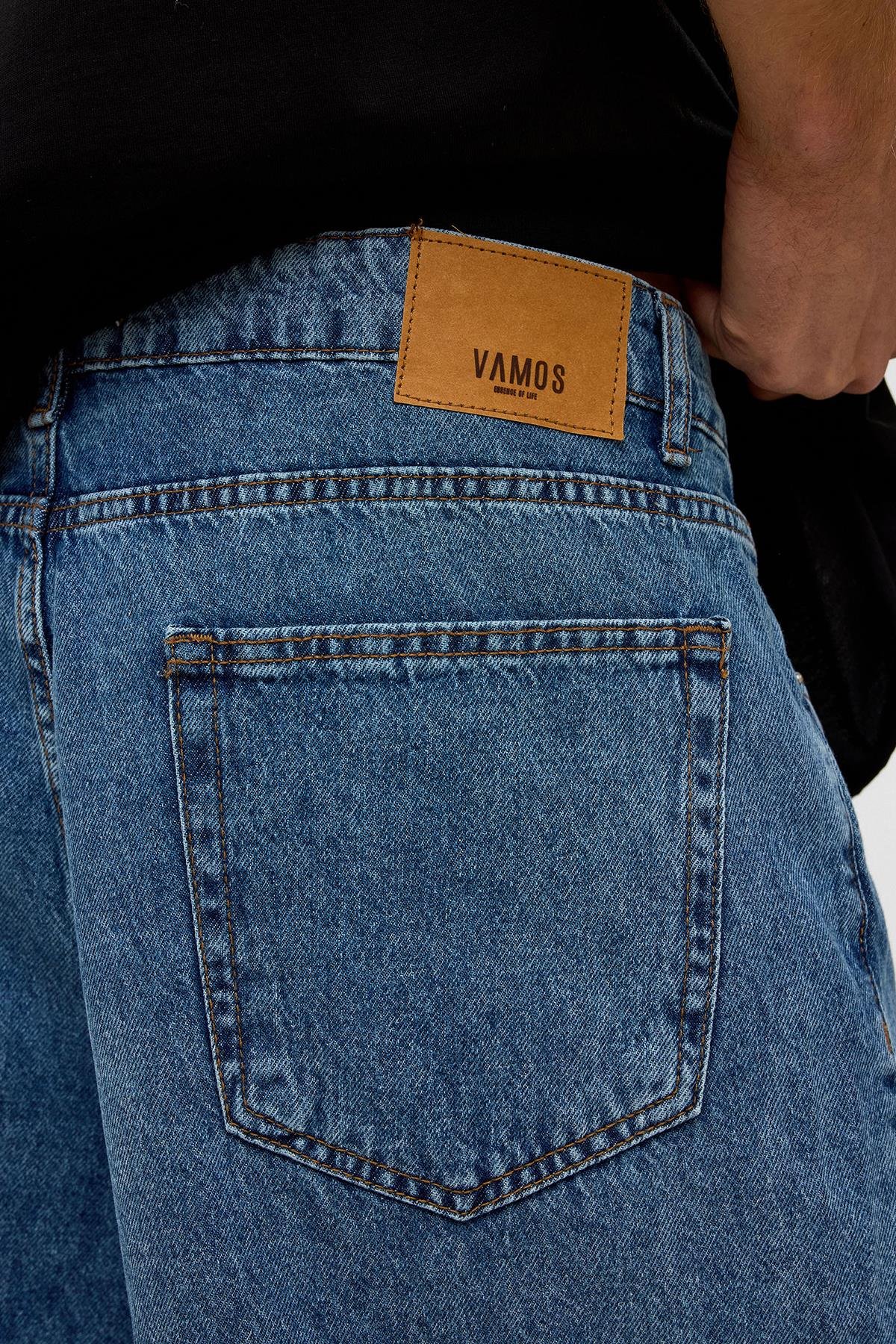 Oversize Bermuda Denim Şort Mavı Renk-2