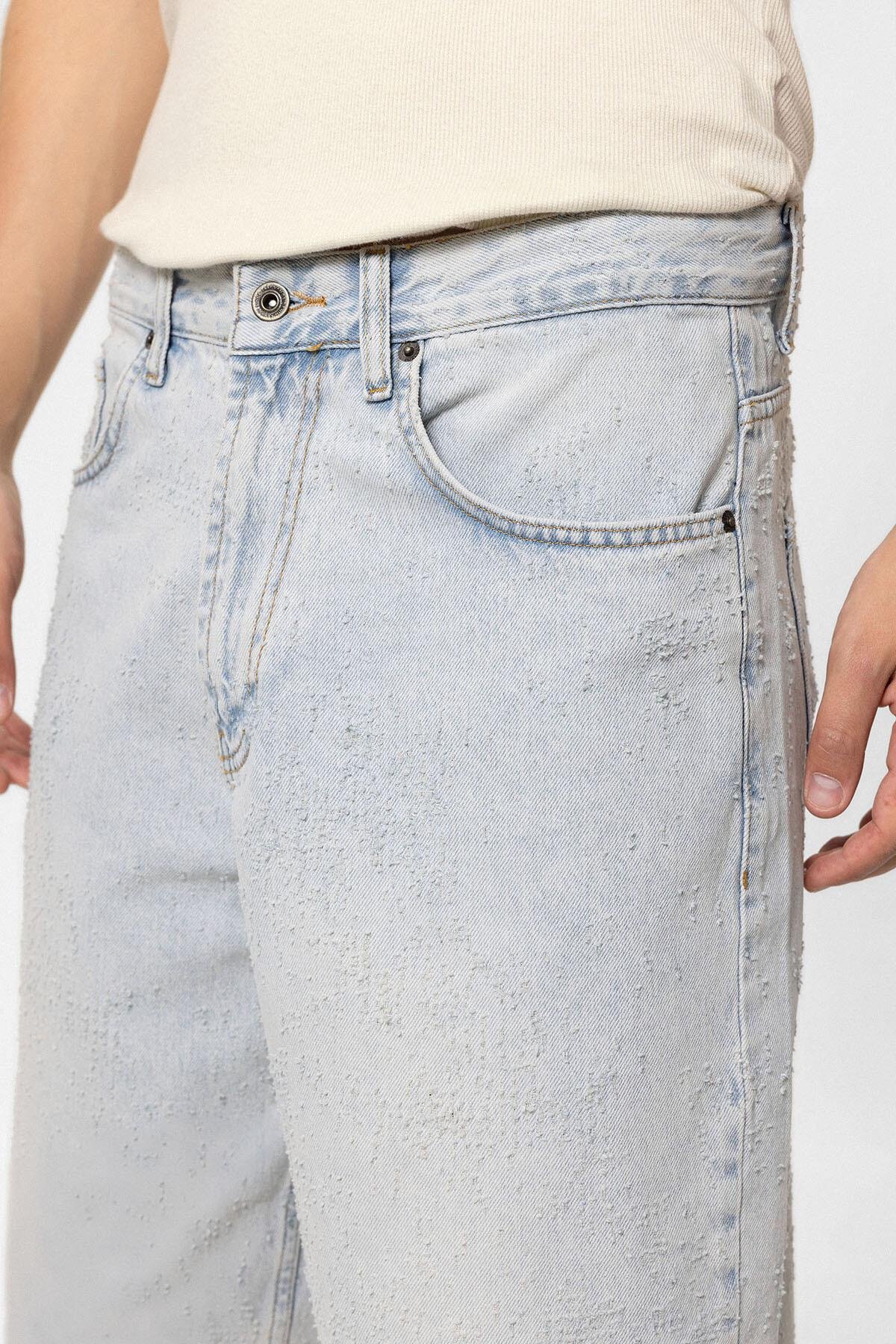 Oversize Bermuda Denim Şort Mavı Renk-2