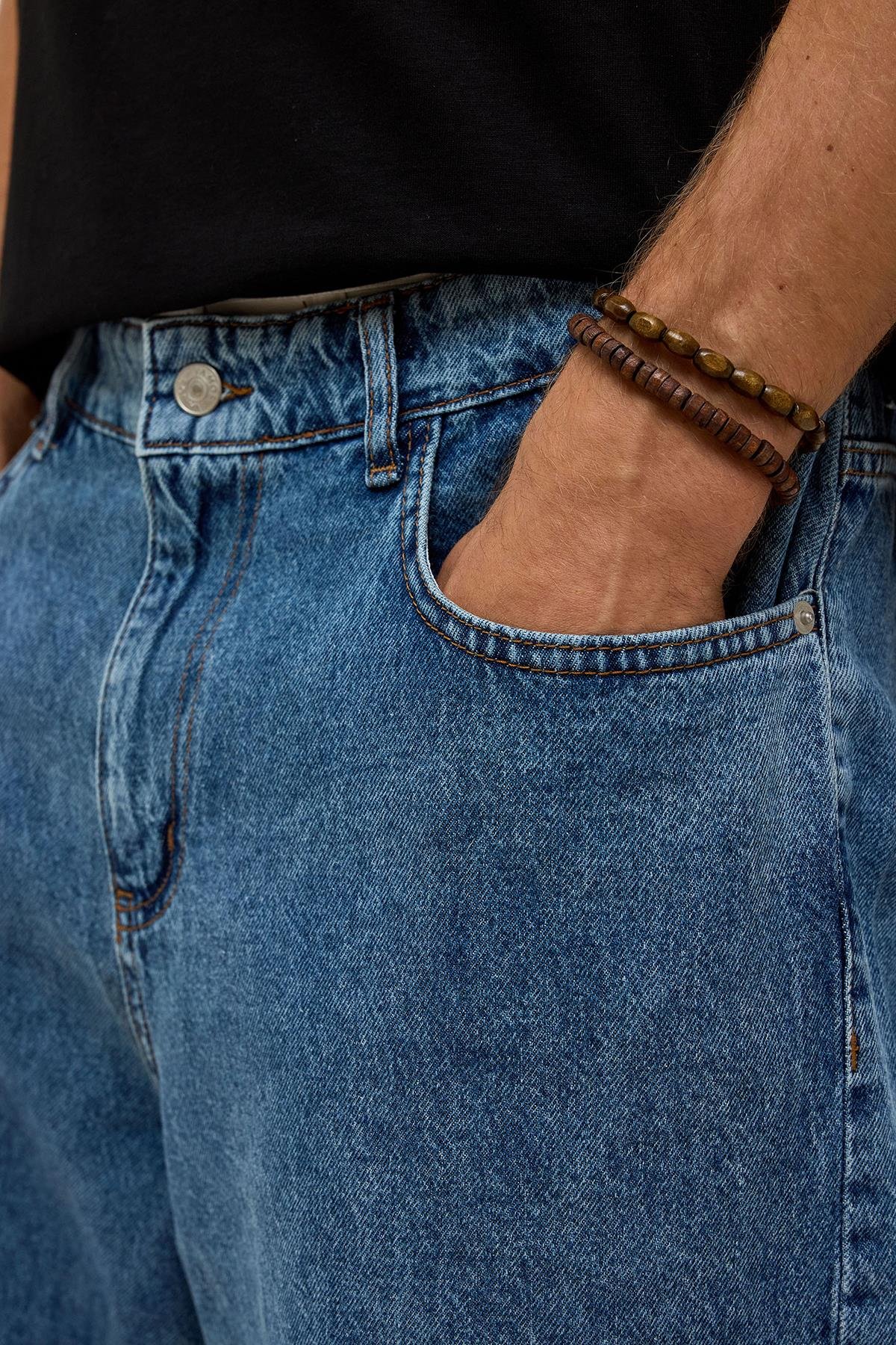 Oversize Bermuda Denim Şort Mavı Renk-2