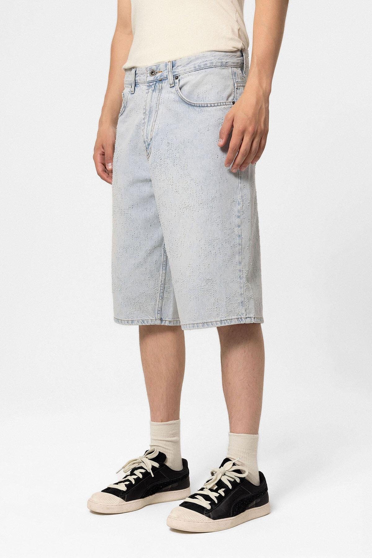 Oversize Bermuda Denim Şort Mavı Renk-2