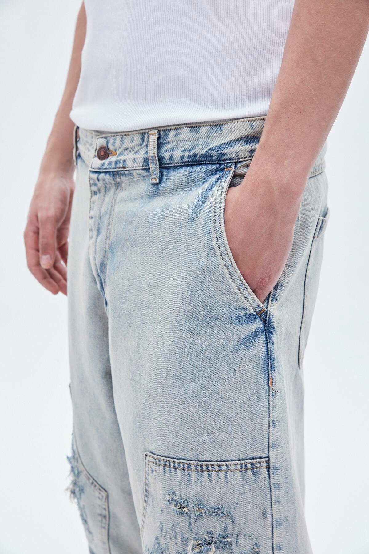 Oversize Bermuda Denim Şort Mavı Renk-1