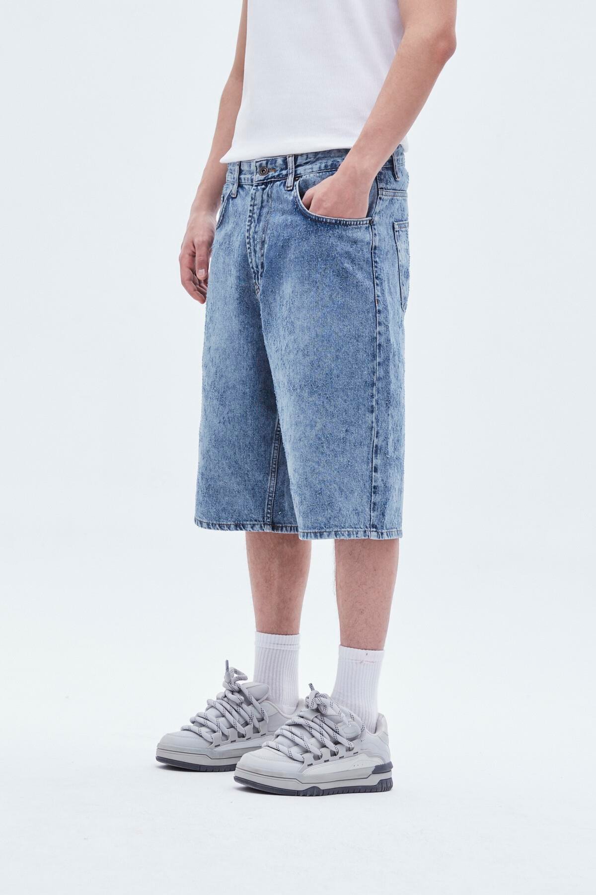 Oversize Bermuda Denim Şort Mavı Renk-1