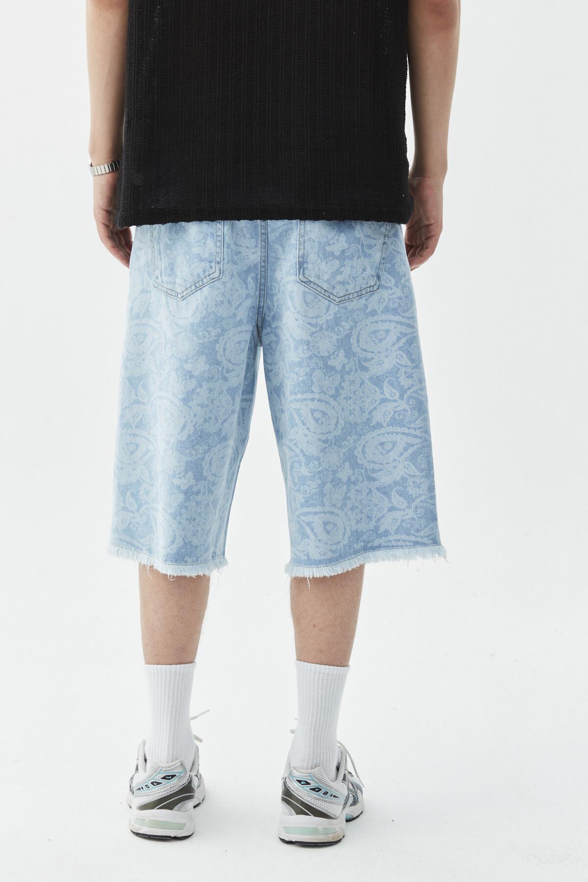 Oversize Bermuda Denim Şort Mavı Renk-1