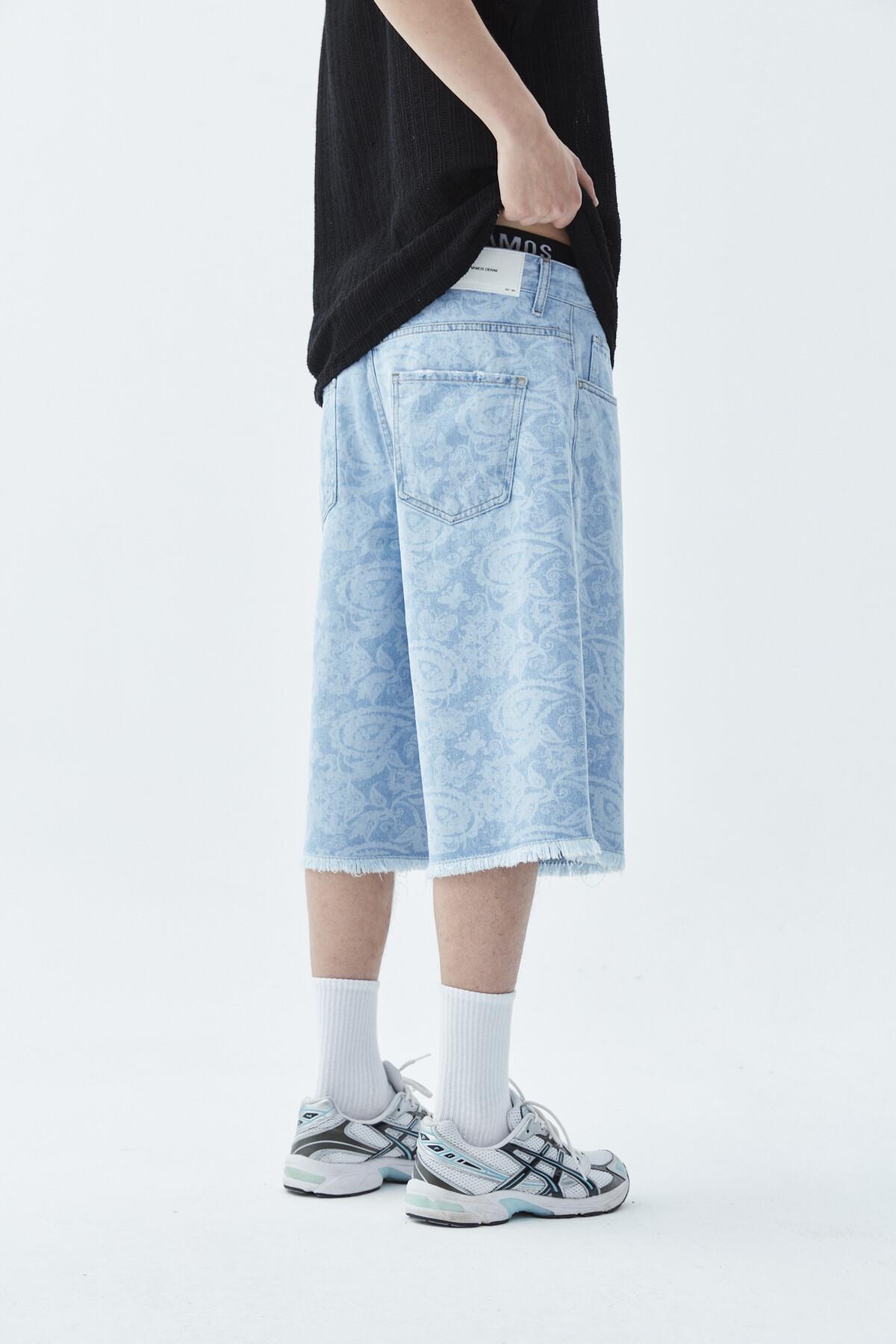 Oversize Bermuda Denim Şort Mavı Renk-1