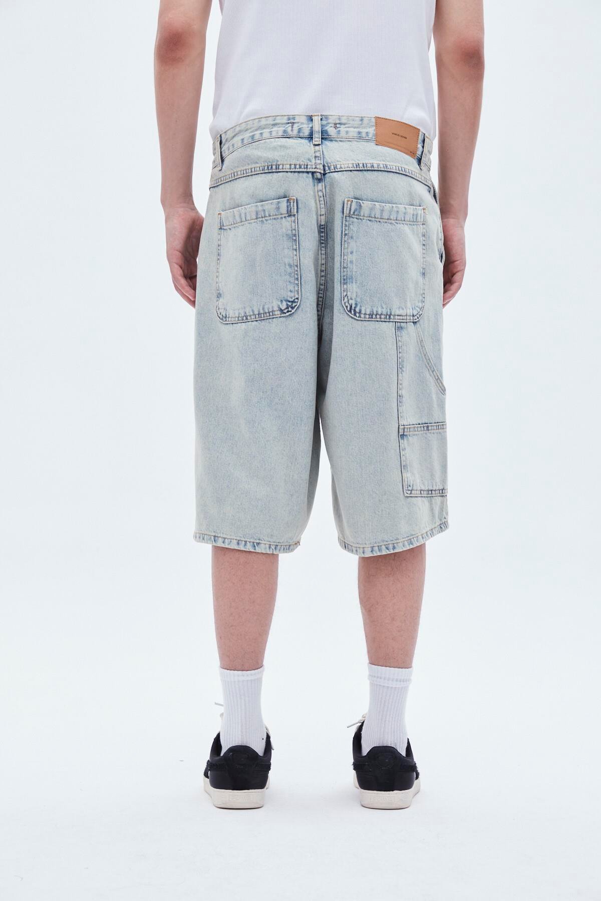 Oversize Bermuda Denim Şort Mavı Renk-1