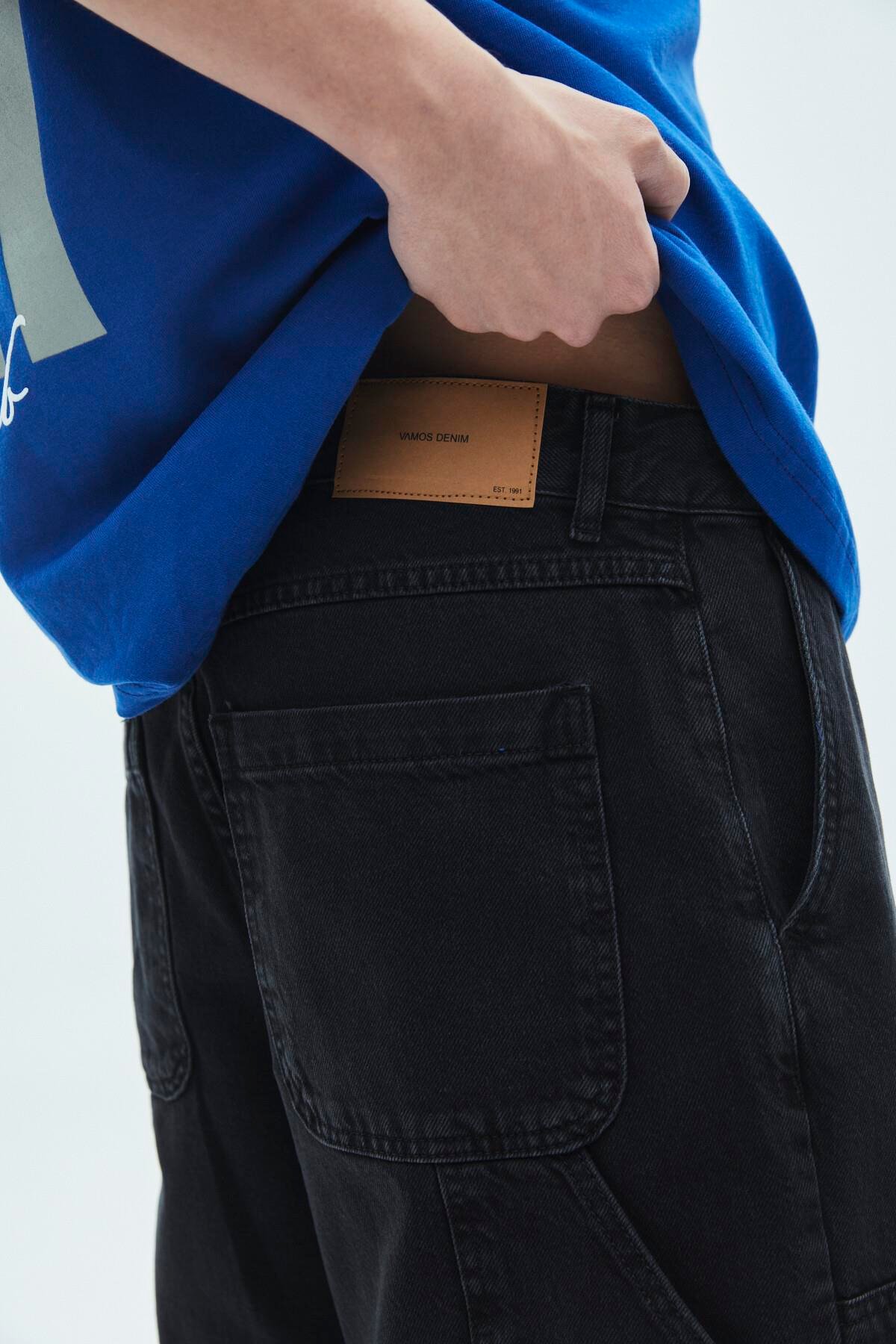 Oversize Bermuda Denim Şort Siyah