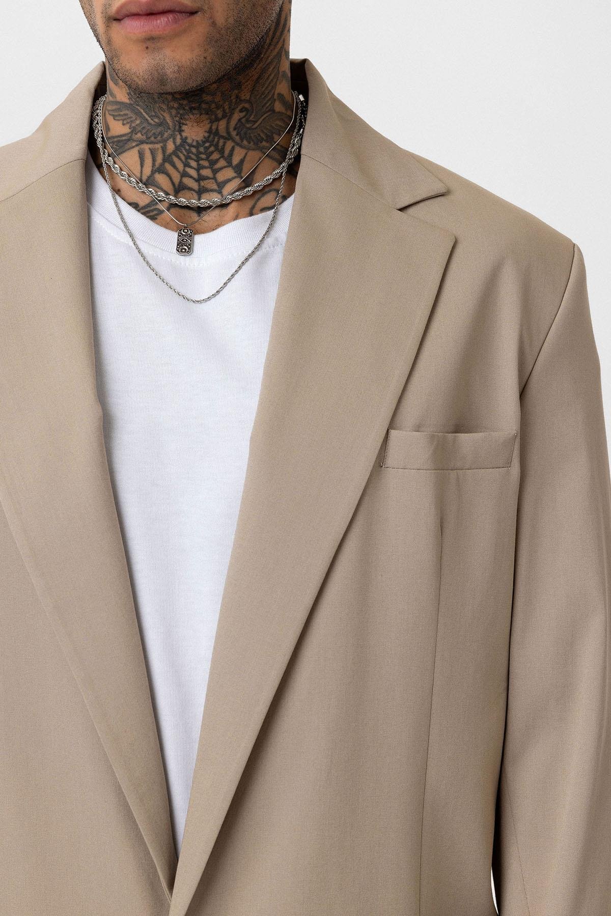 Oversize Blazer Ceket Bej