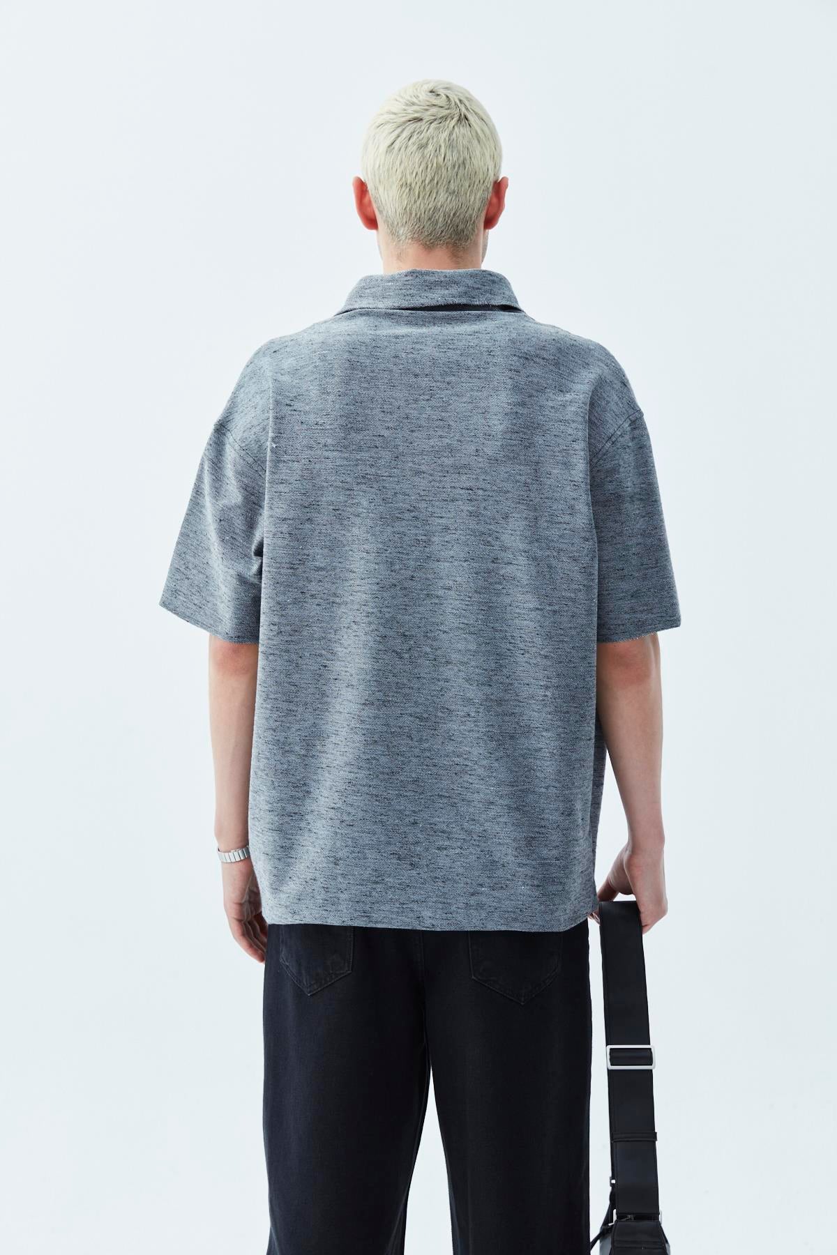 Oversize Keten Gömlek Siyah