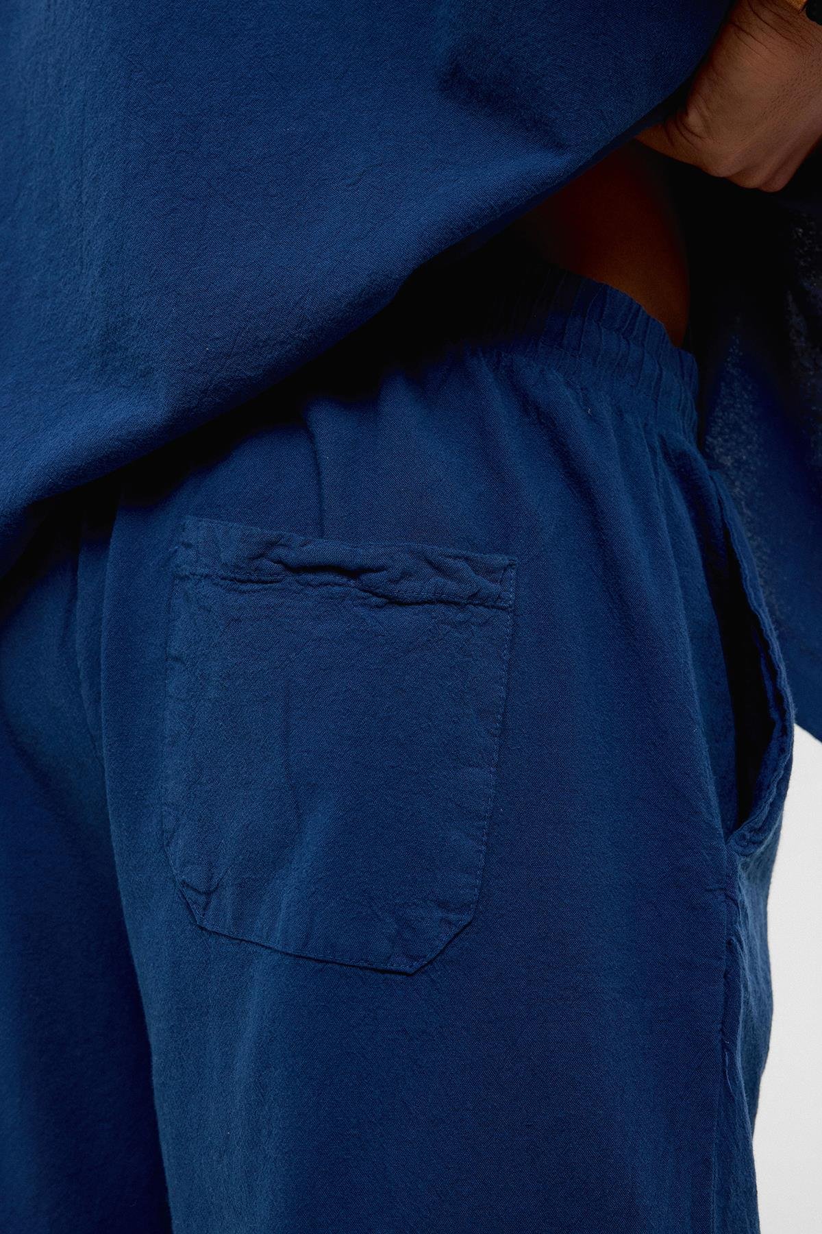 Oversize Keten Şort Lacivert