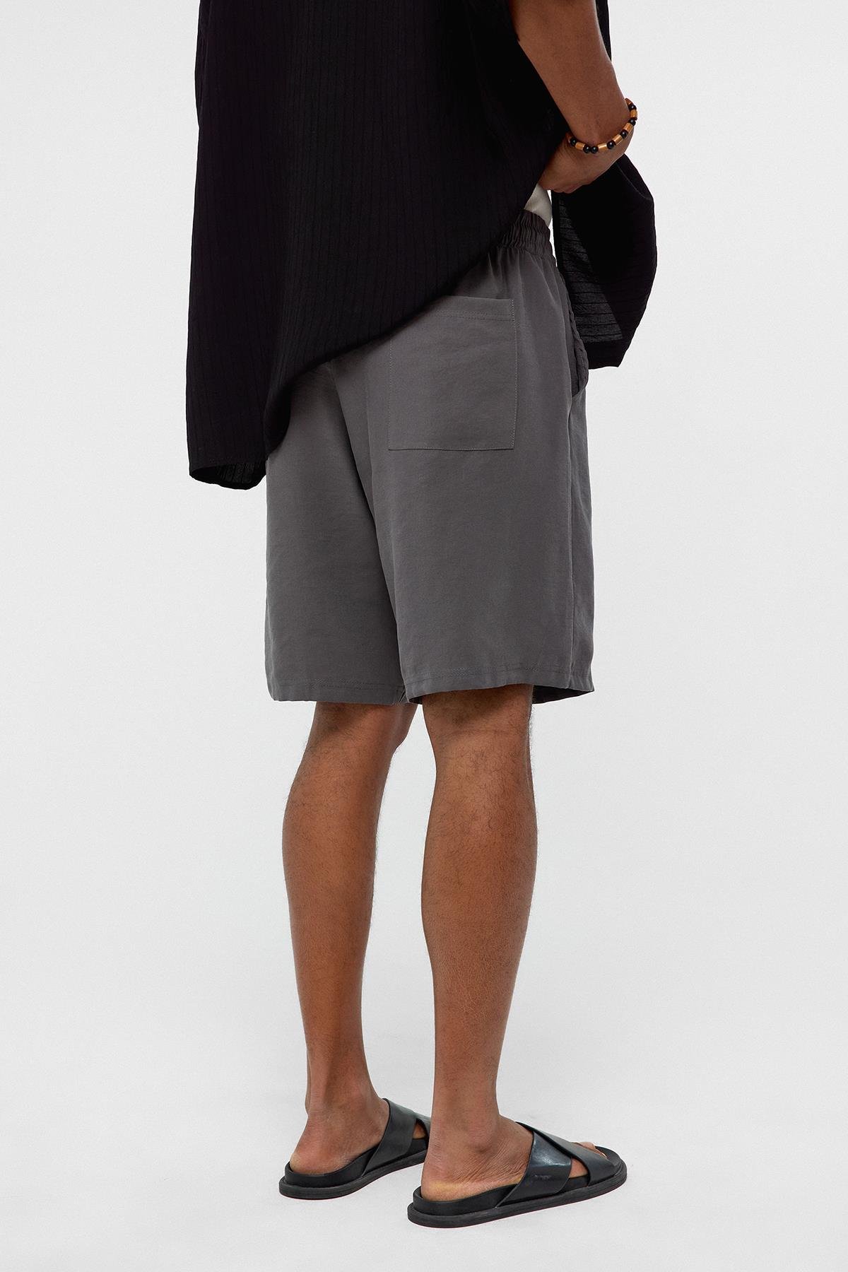 Oversize Modal Kumaş Bermuda Şort Antrasit