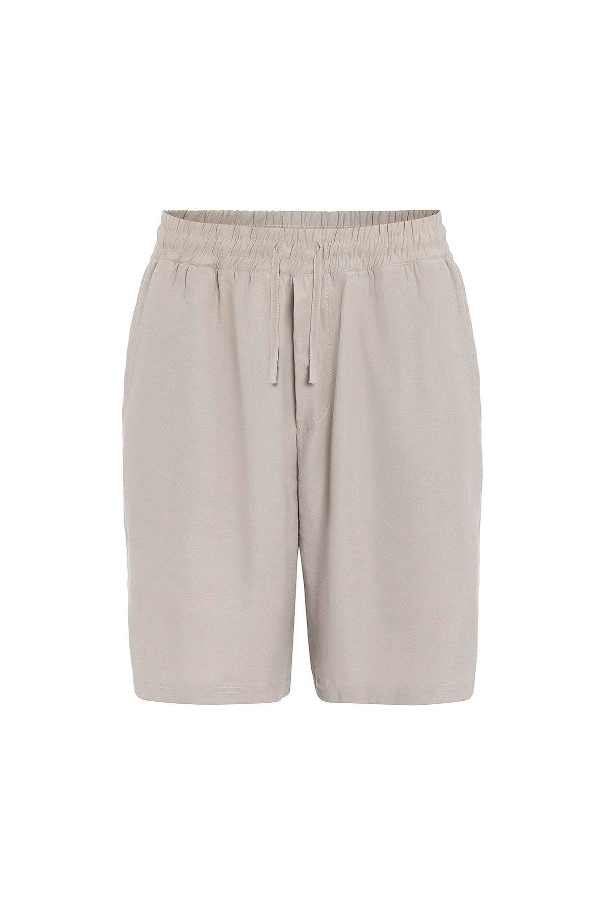 Oversize Modal Kumaş Bermuda Şort Bej