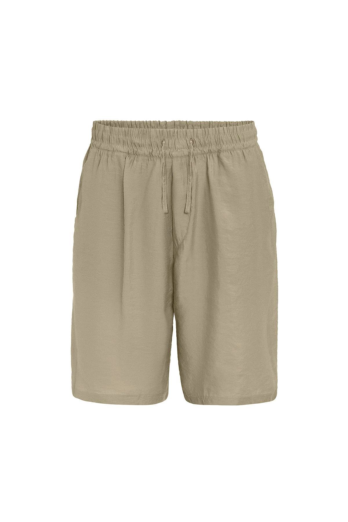 Oversize Modal Kumaş Bermuda Şort Haki