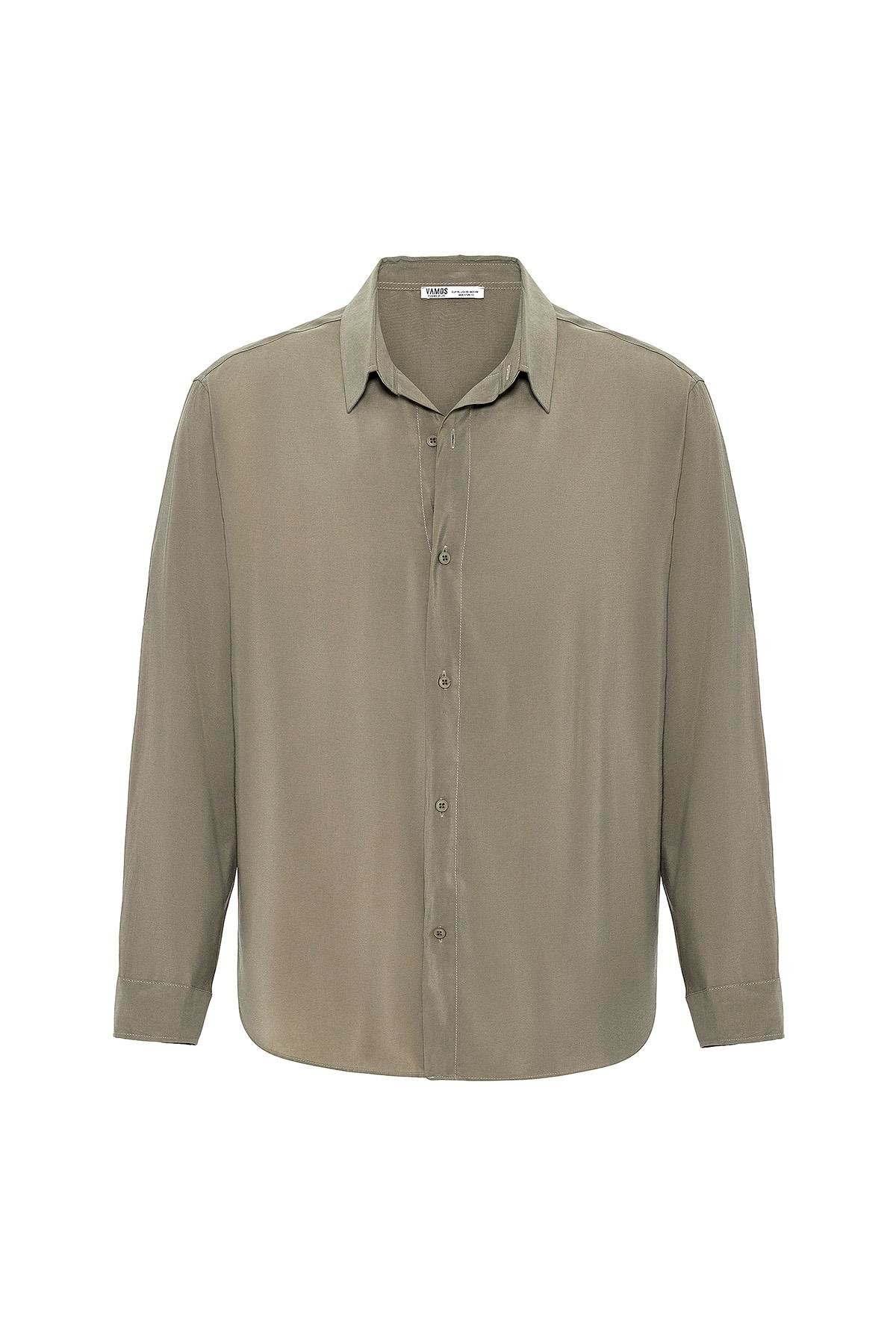 Oversize Modal Kumaş Gömlek Haki