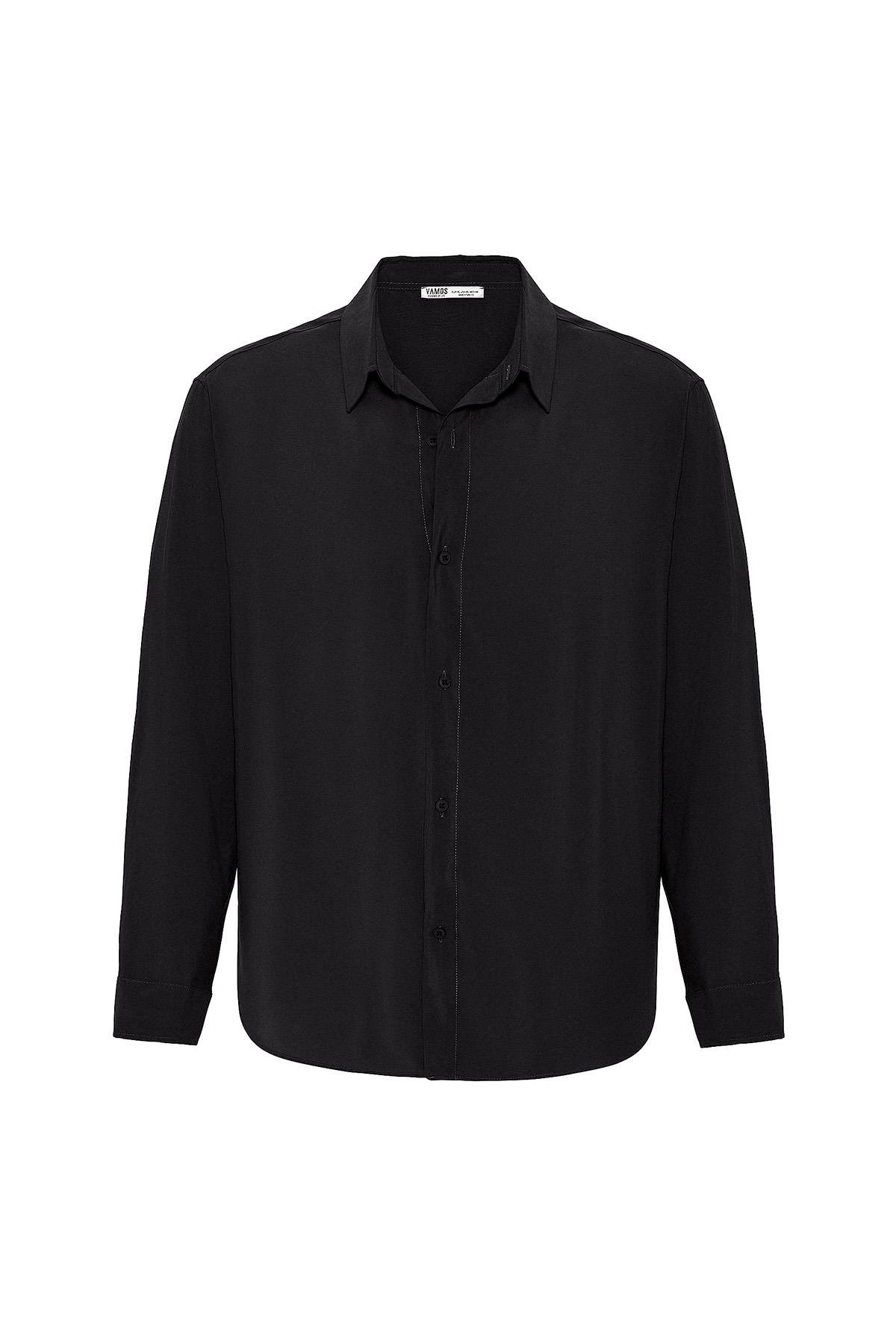 Oversize Modal Kumaş Gömlek Siyah