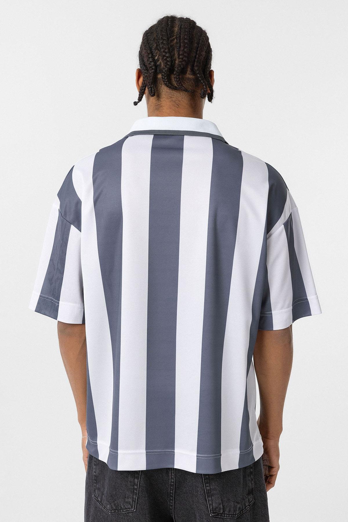 Oversize Polo Yaka Forma Tişört Füme