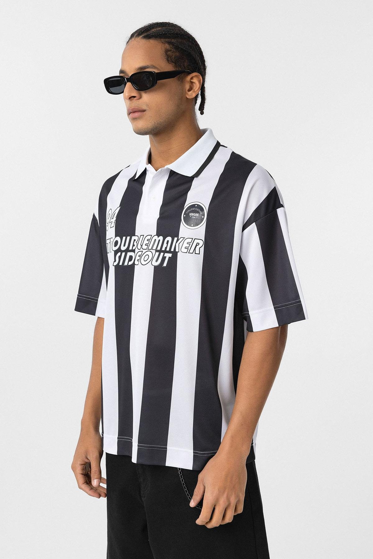 Oversize Polo Yaka Forma Tişört Siyah