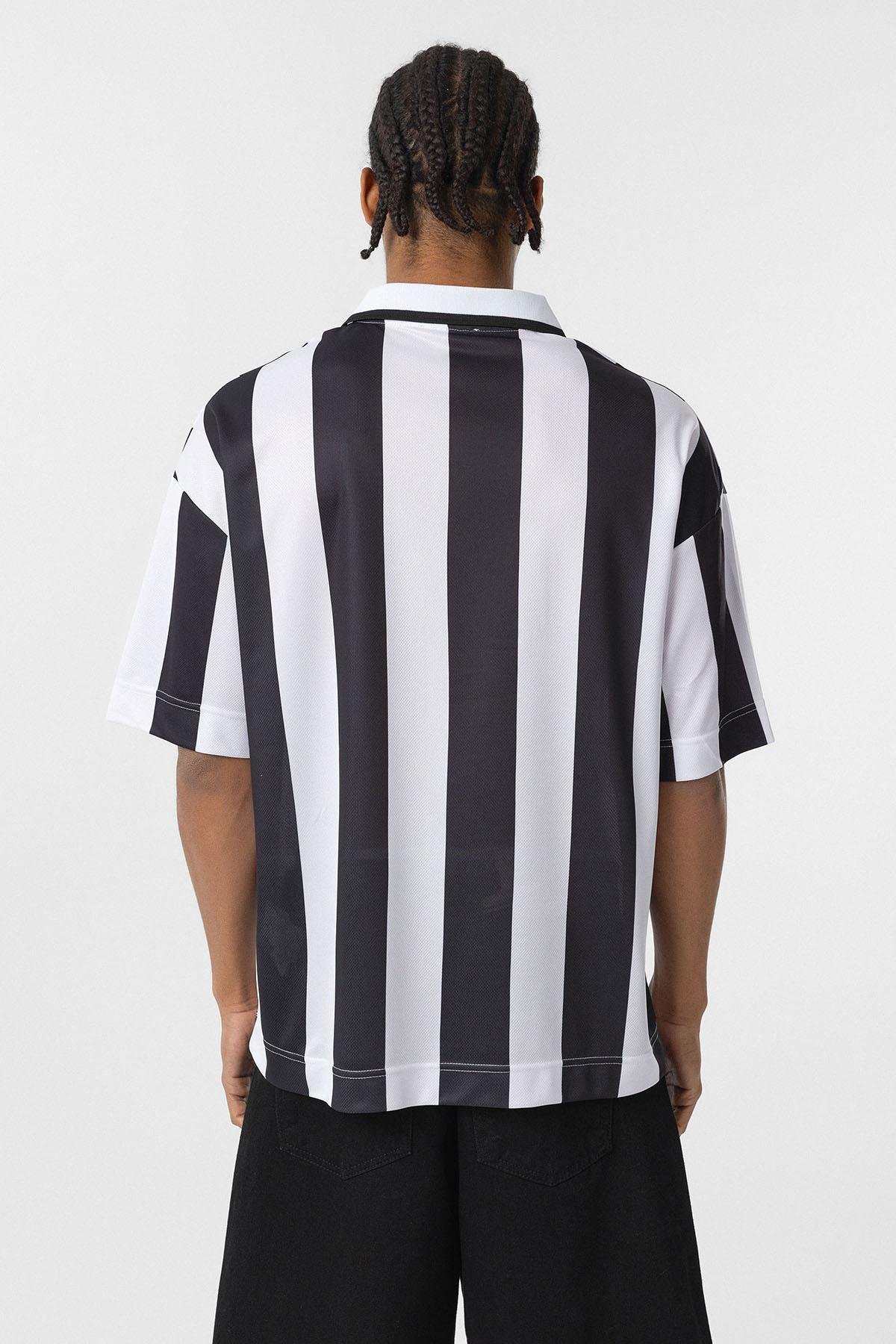 Oversize Polo Yaka Forma Tişört Siyah