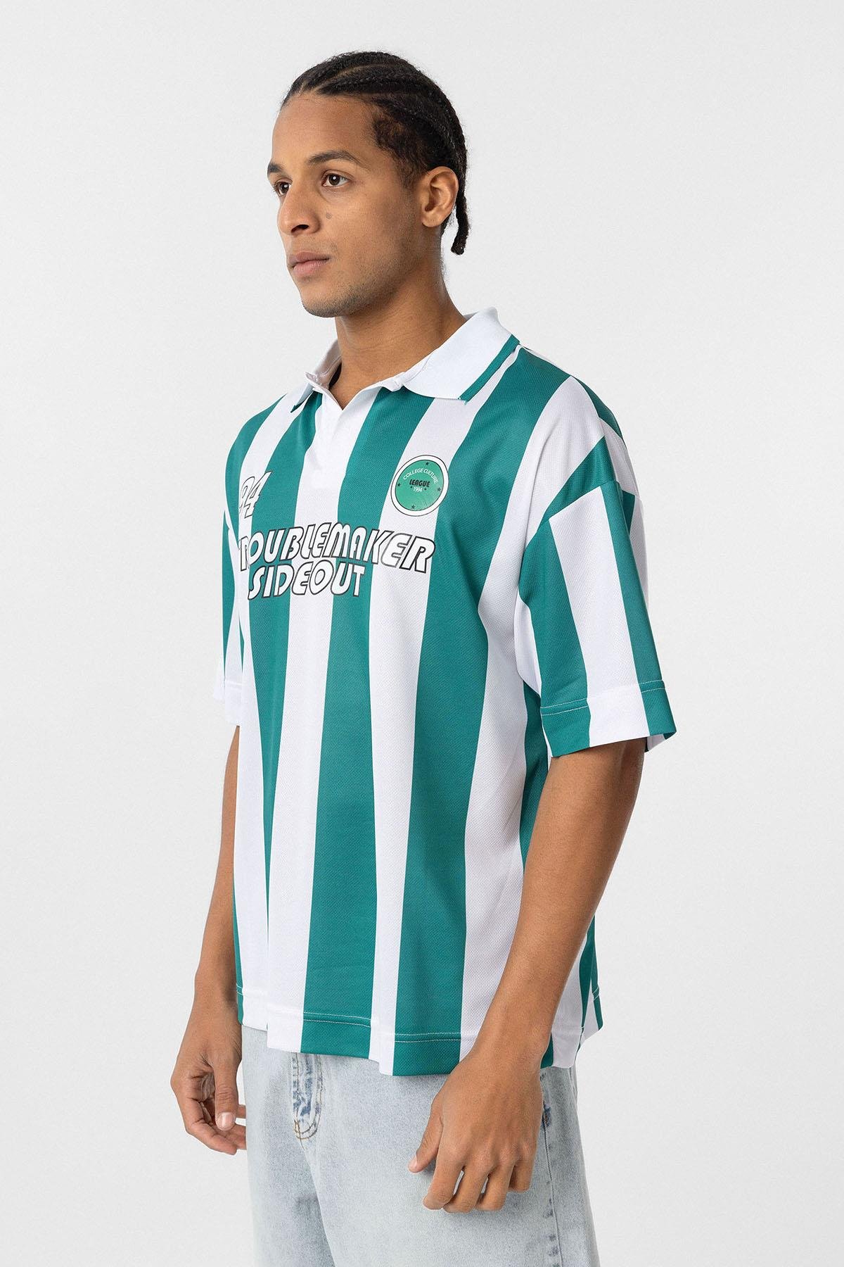 Oversize Polo Yaka Forma Tişört Yeşil