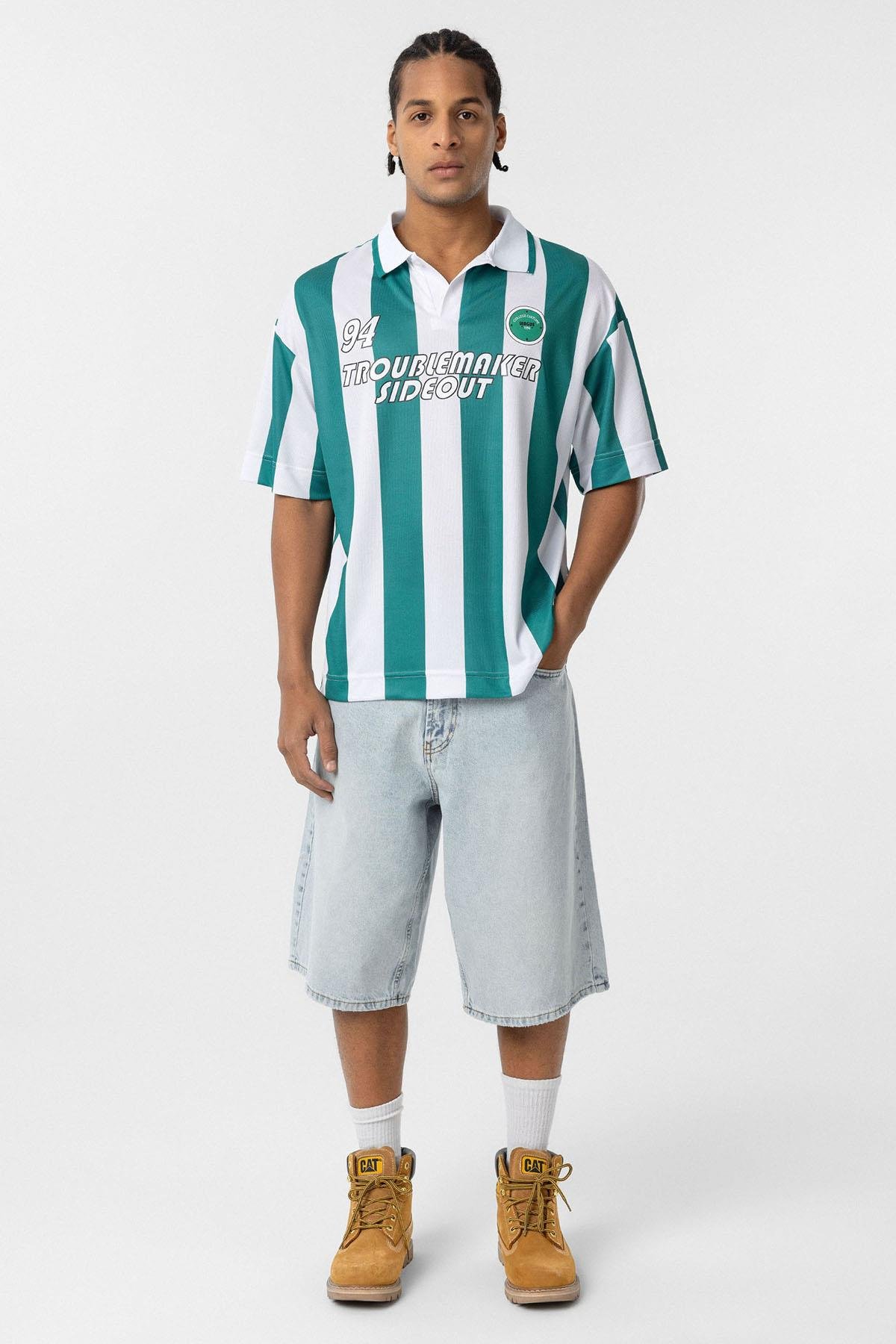 Oversize Polo Yaka Forma Tişört Yeşil