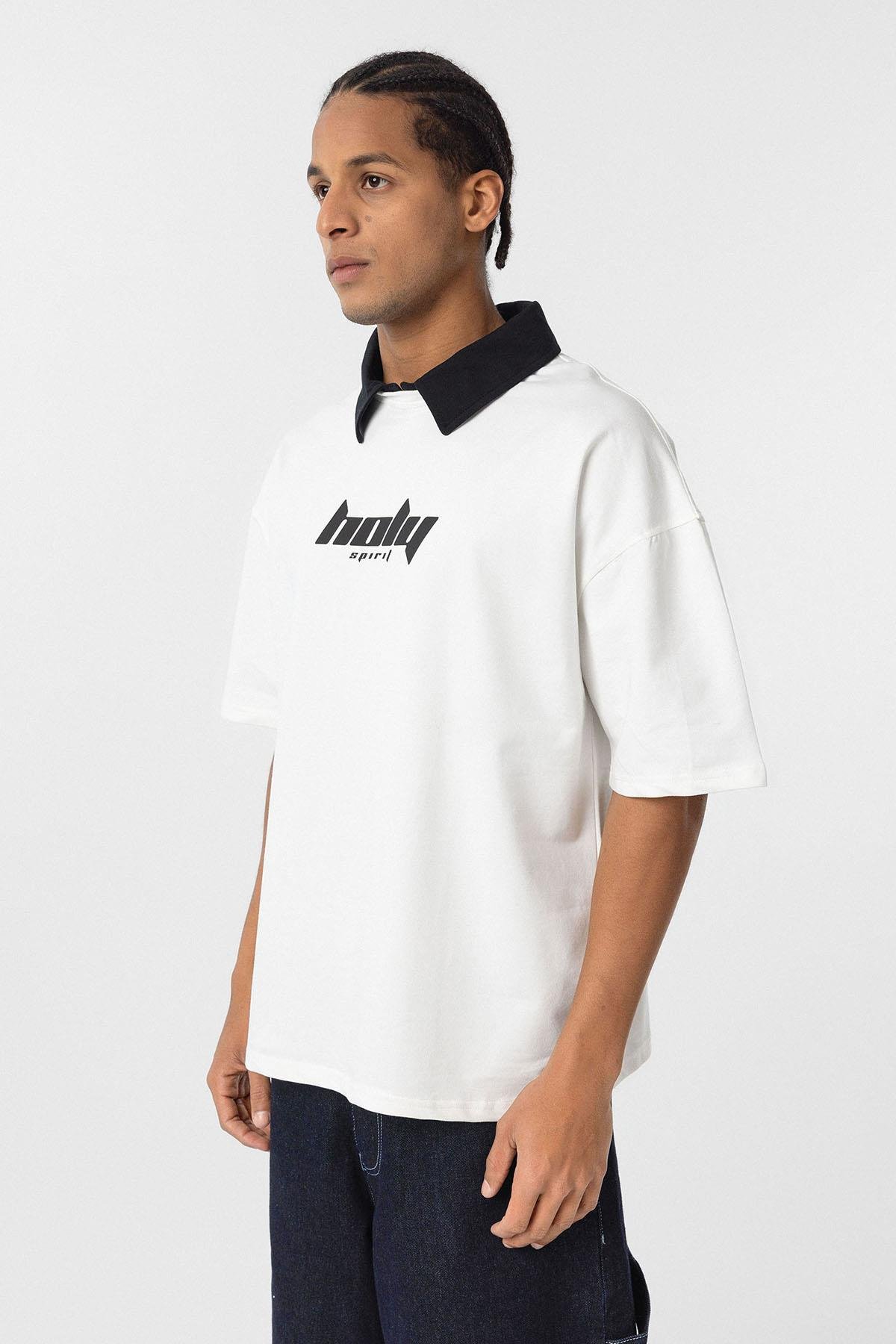 Oversize Tişört Ekru