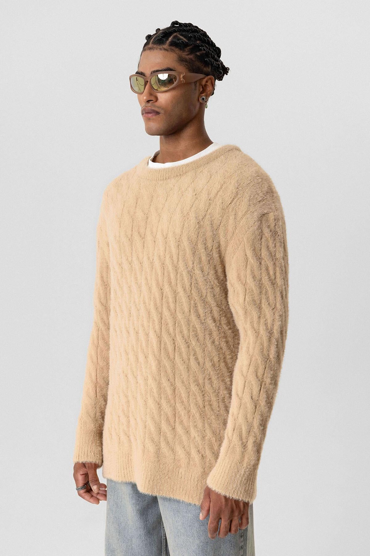 Oversize Triko Kazak Bej