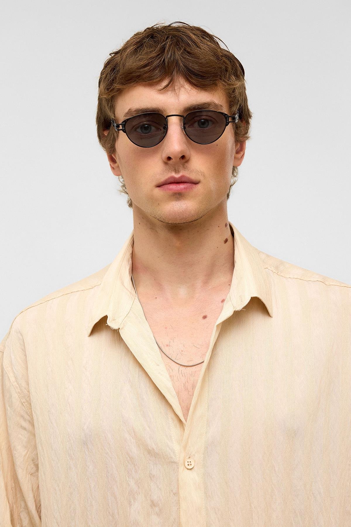 Oversize Uzun Kollu Modal Kumaş Gömlek Bej