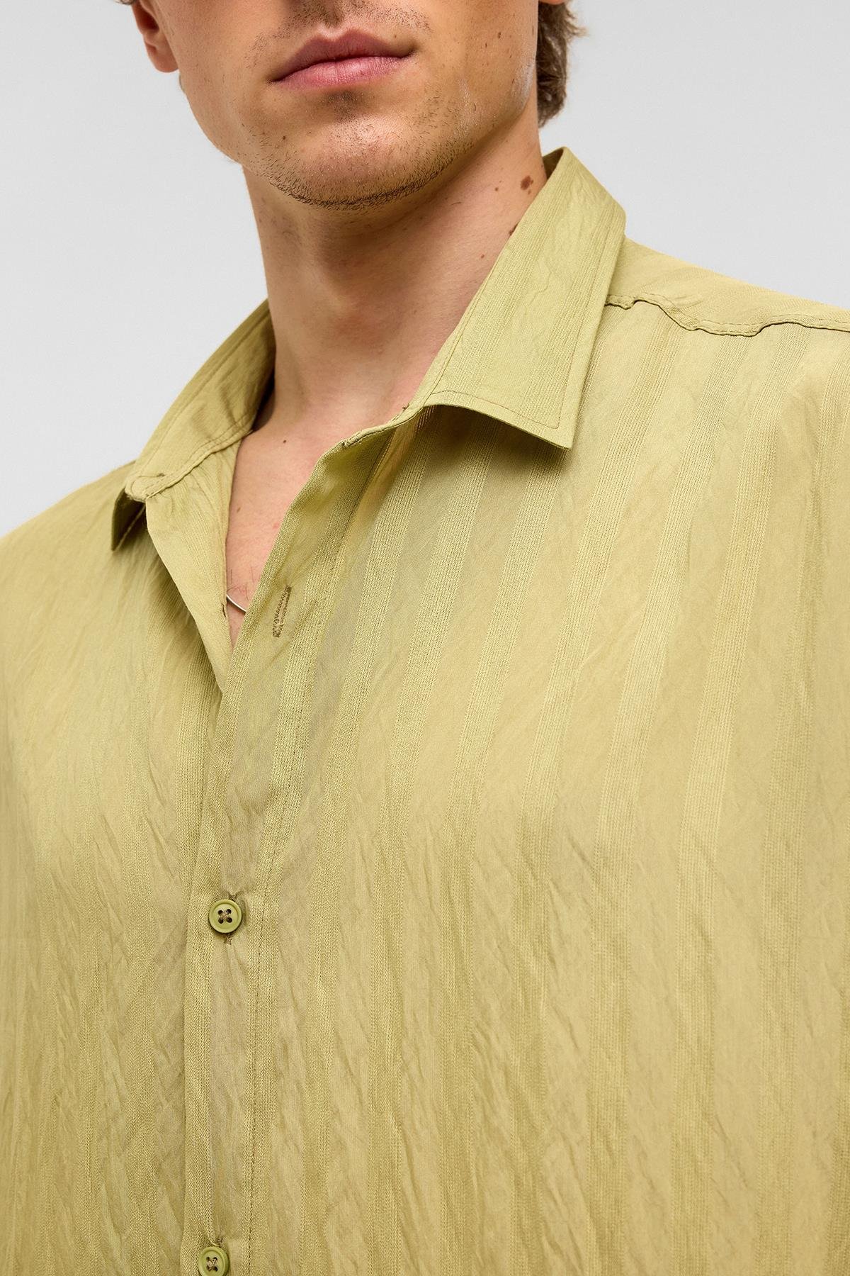 Oversize Uzun Kollu Modal Kumaş Gömlek Yeşil