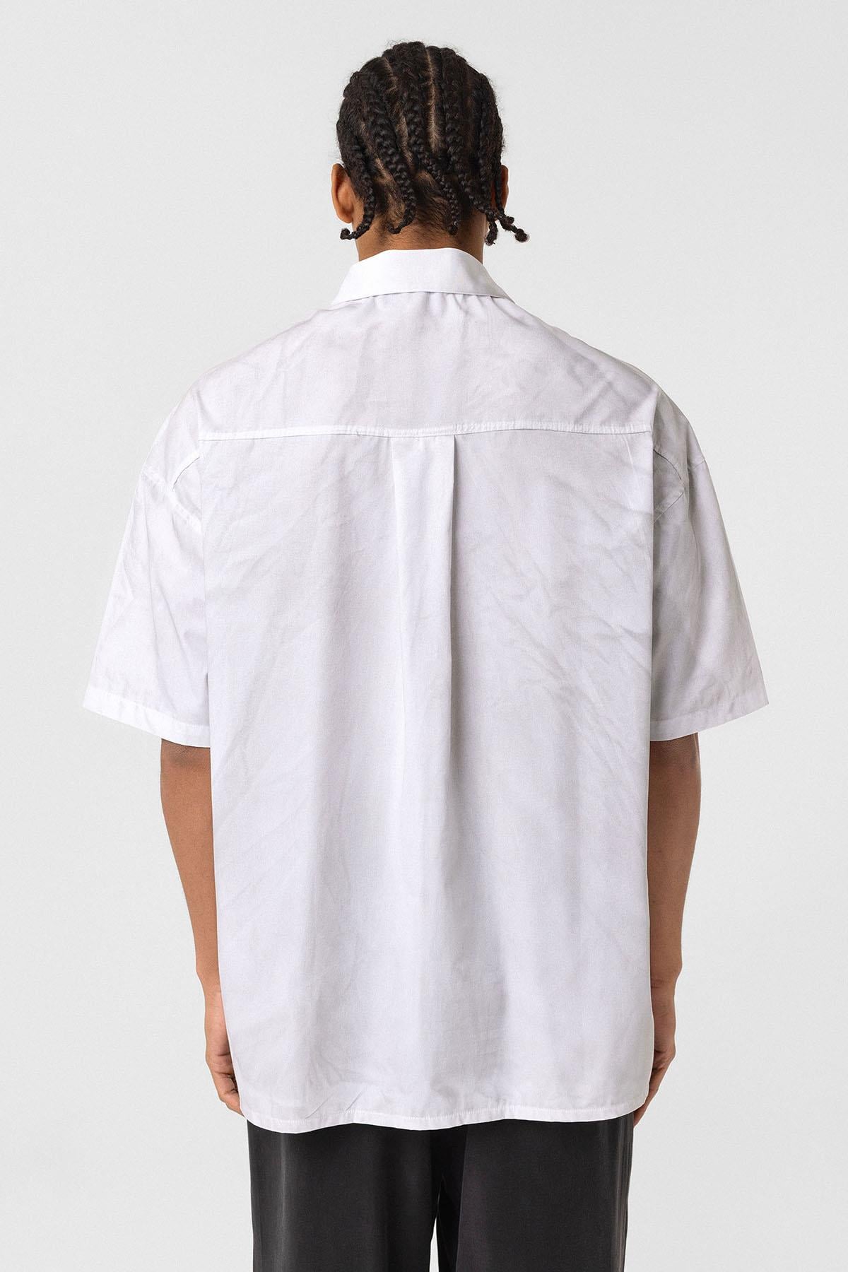 Oversize Yıkamalı Poplin Gömlek Ekru