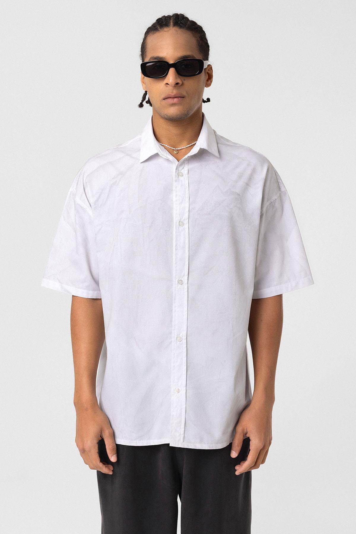 Oversize Yıkamalı Poplin Gömlek Ekru