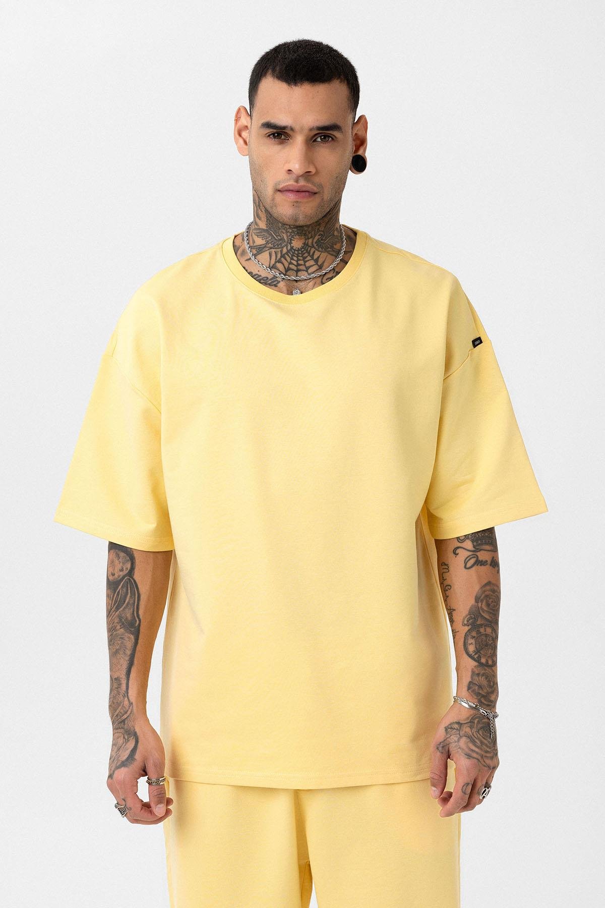 Paça Lastikli Basic Oversize Eşofman Takımı Sarı