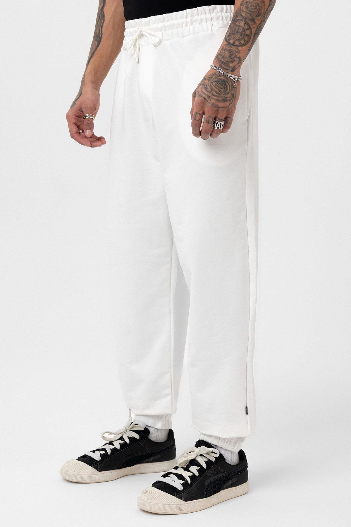 Paça Lastikli Basic Oversize Eşofman Takımı Ekru