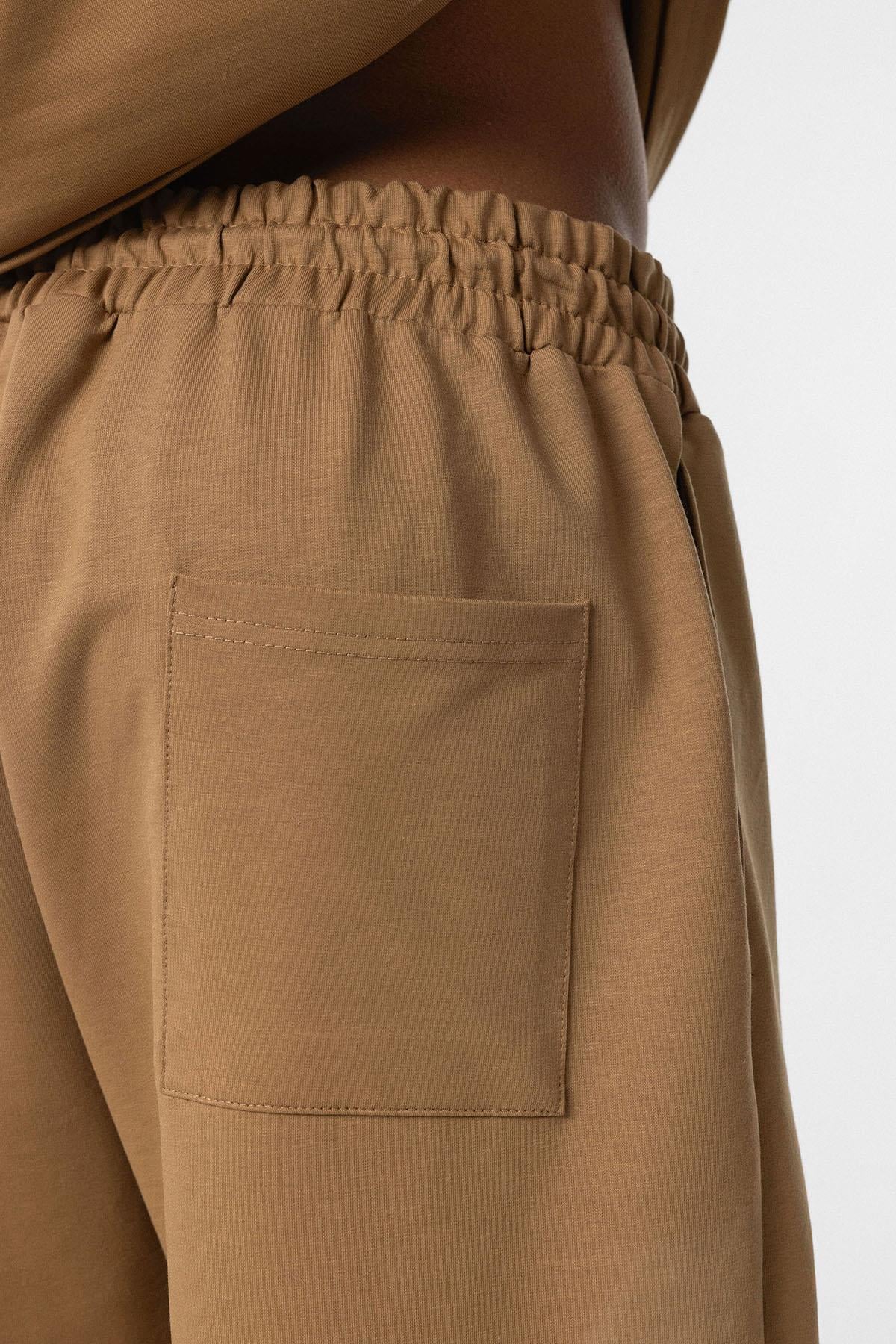 Paça Lastikli Basic Oversize Eşofman Takımı Camel